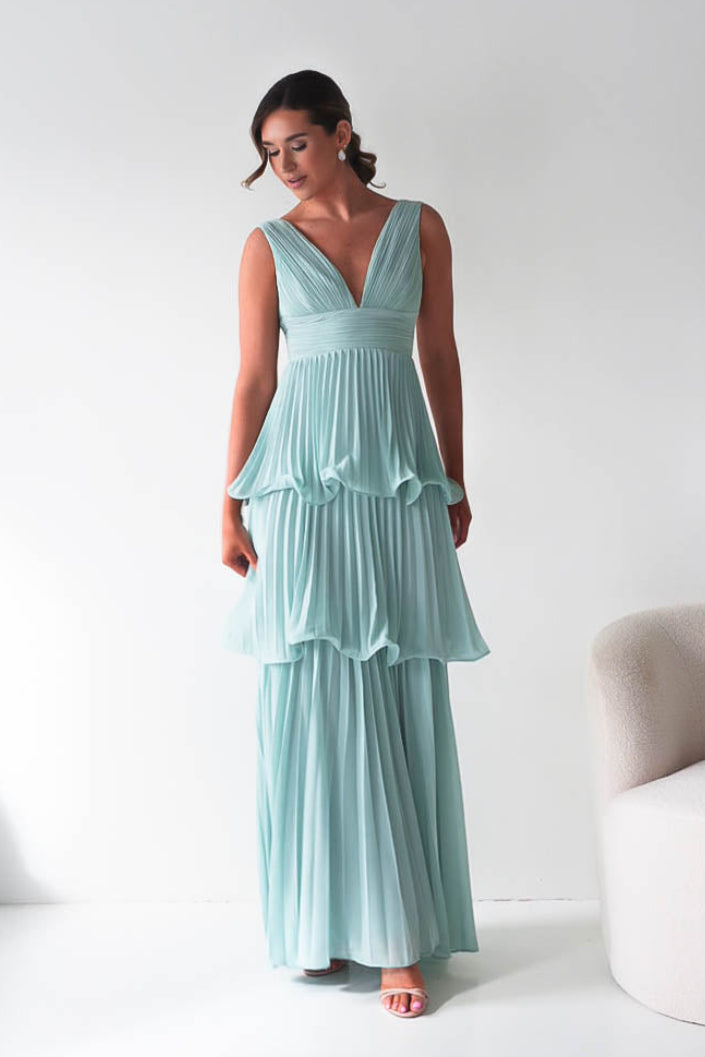 Oh Hello Clothing Women > Clothing > Dresses Vina Tiered Pleated Layered Maxi Dress | Mint