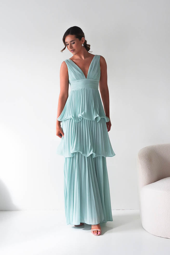Oh Hello Clothing Women > Clothing > Dresses Vina Tiered Pleated Layered Maxi Dress | Mint