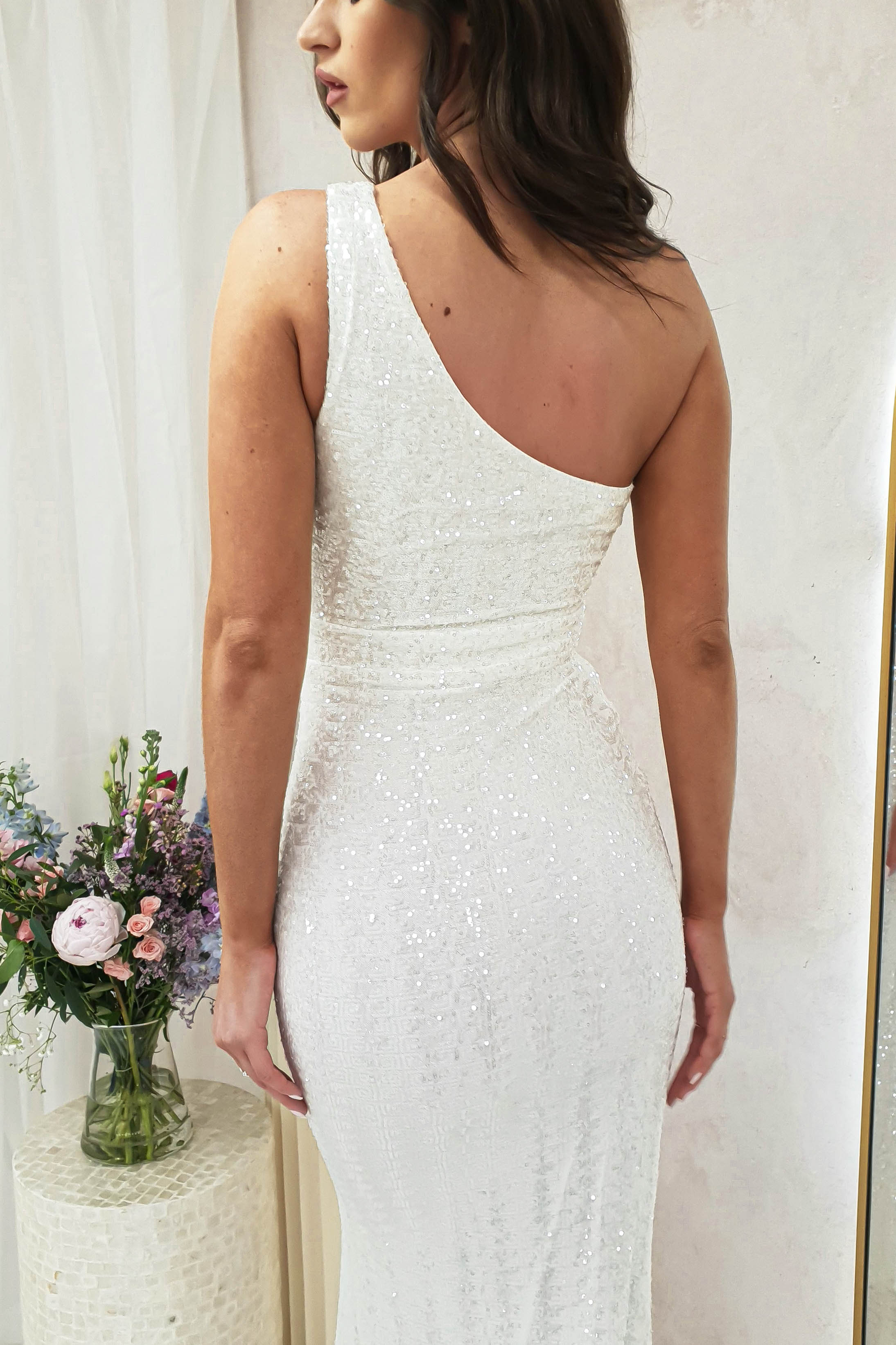 Chastine Sequin Gown | White | Oh Hello Clothing | XS (6)