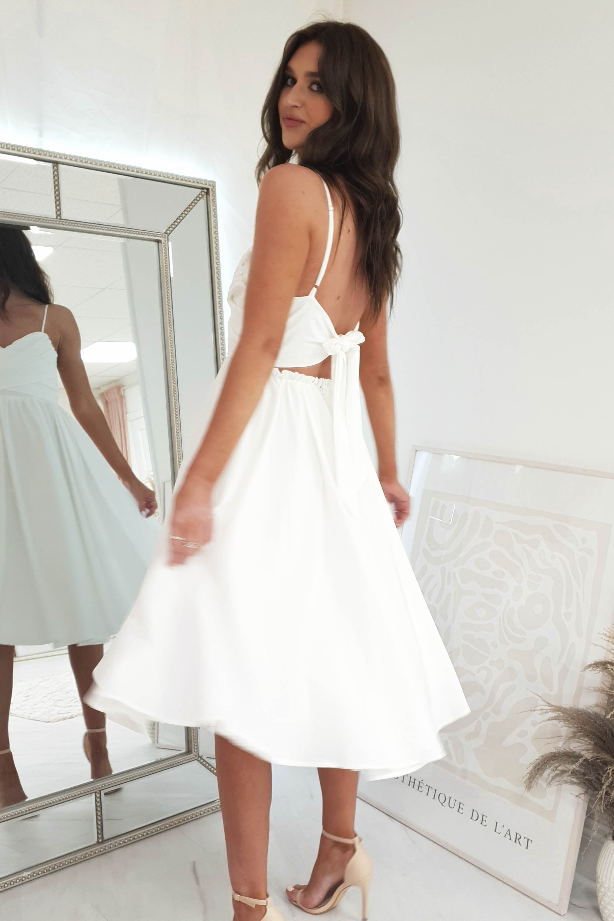 Erinna Skater Midi Dress | White | Oh Hello Clothing | XS (6)