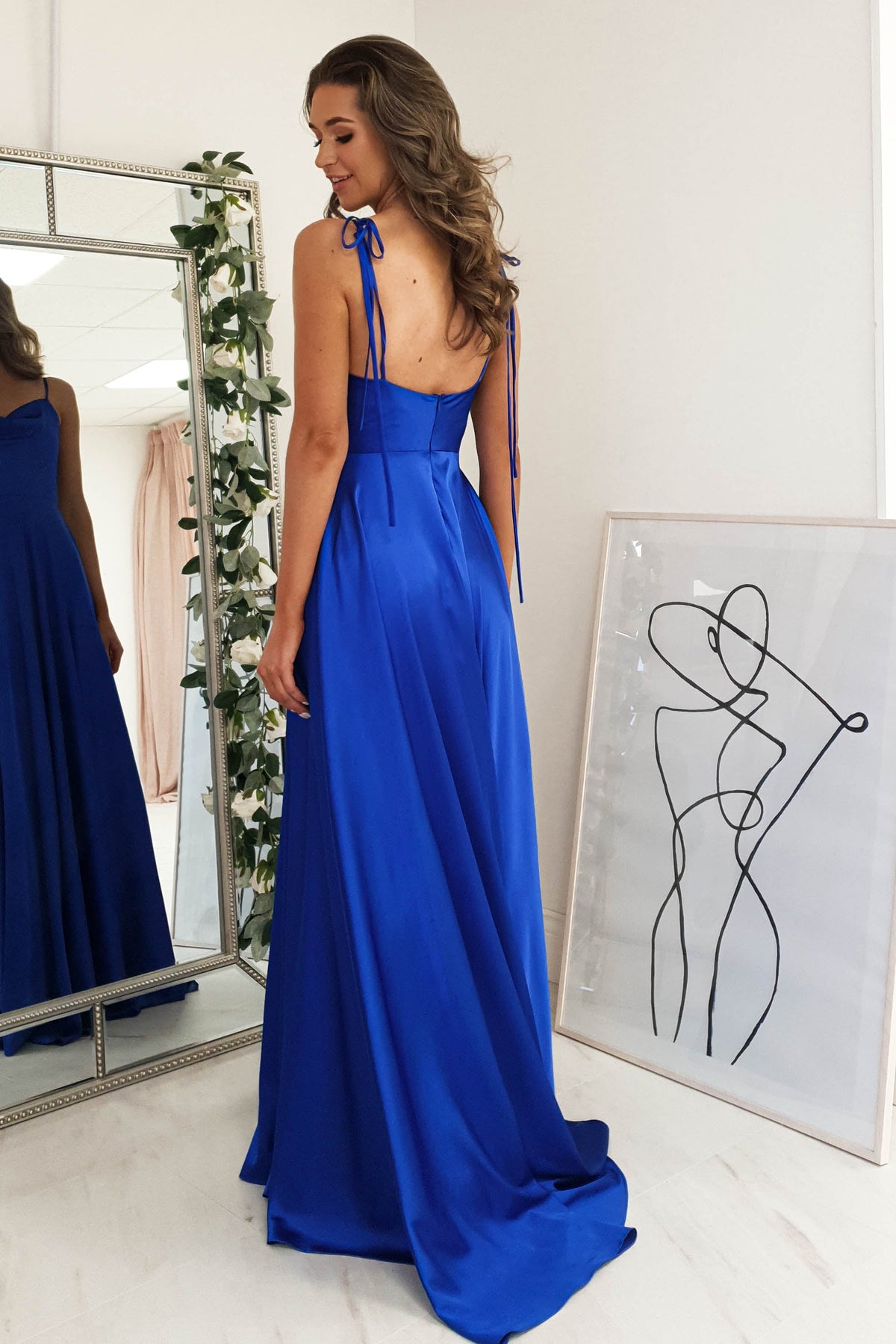 Anna Cowl Neckline Gown | Royal Blue-Oh Hello Clothing