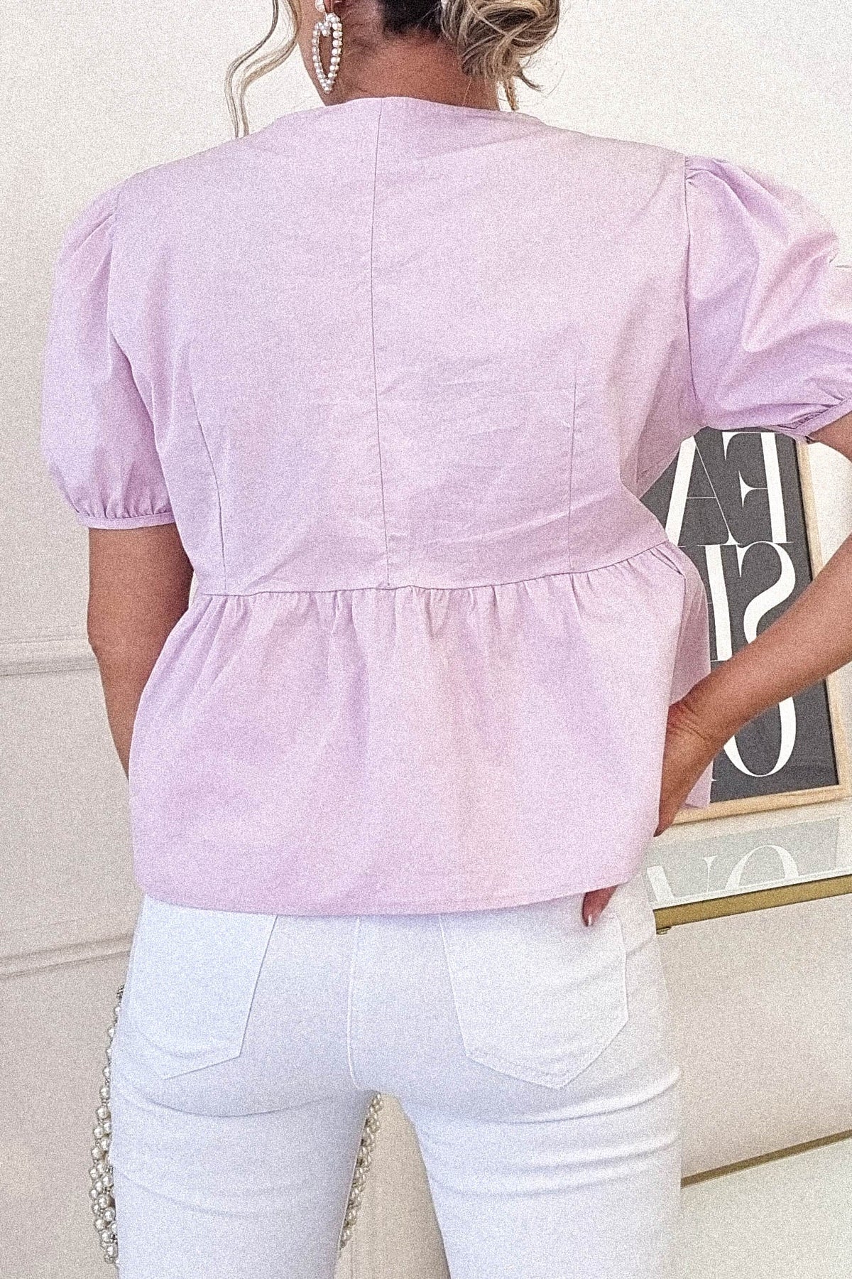 Minnie Bow Detail Blouse | Lilac-Oh Hello Clothing