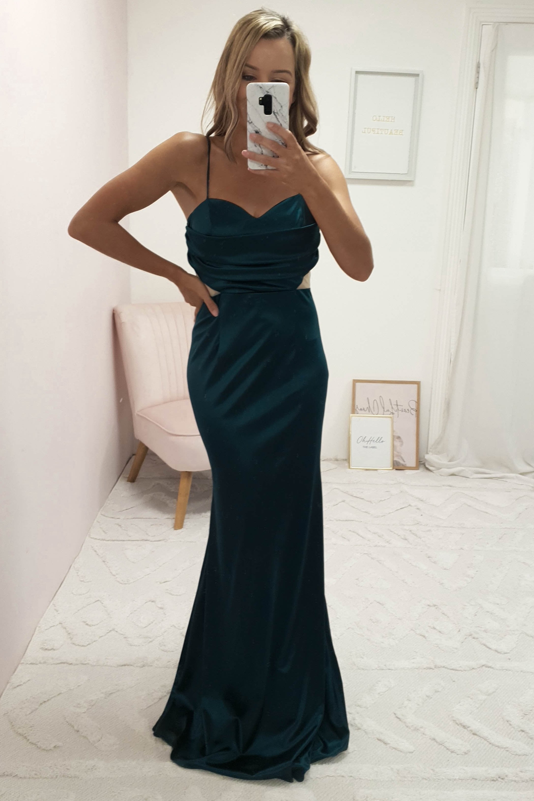 Addison Satin Gown | Emerald Green | Oh Hello Clothing | S (8)