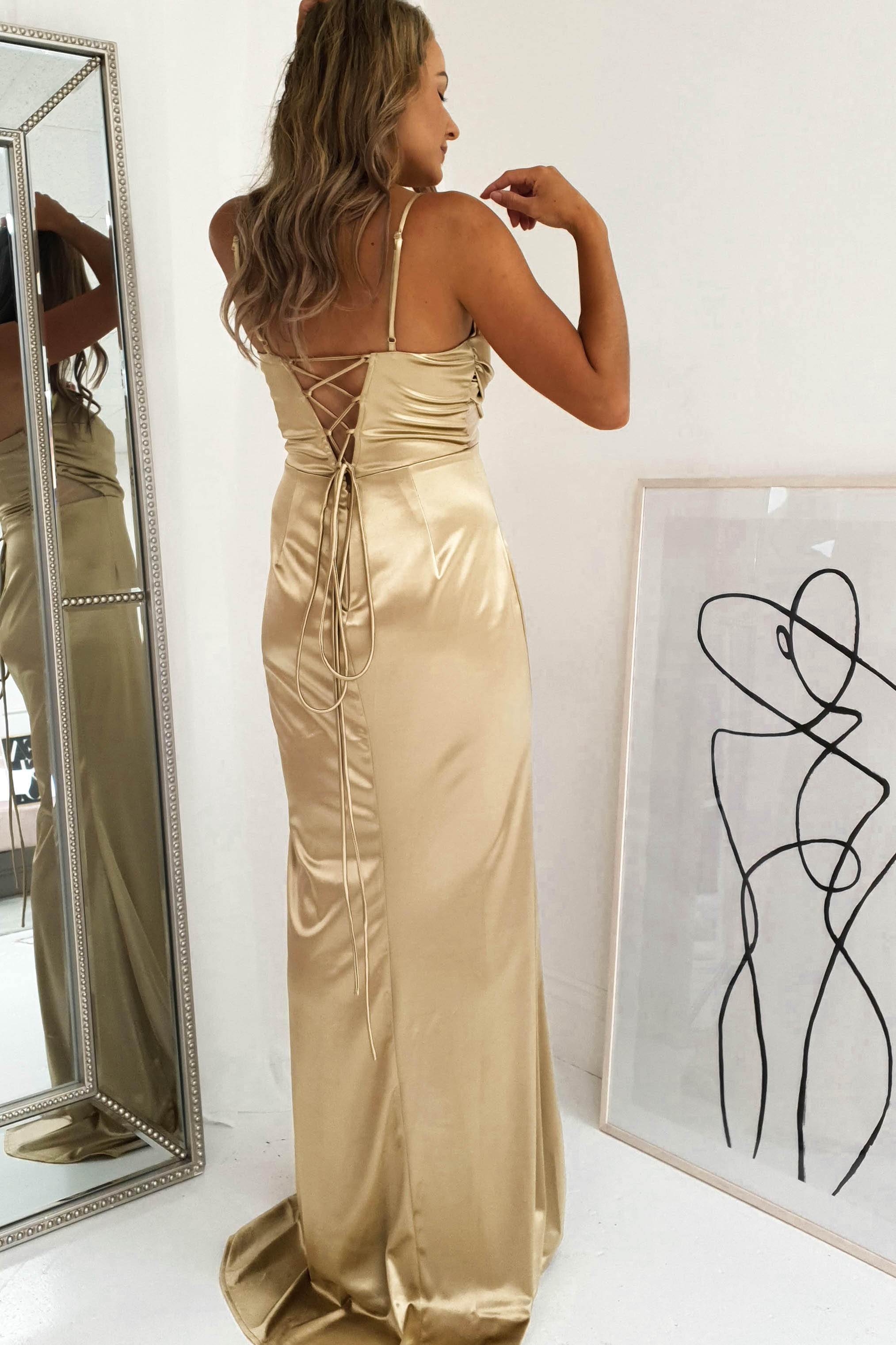 Addison Satin Gown | Gold | Oh Hello Clothing | S (8)