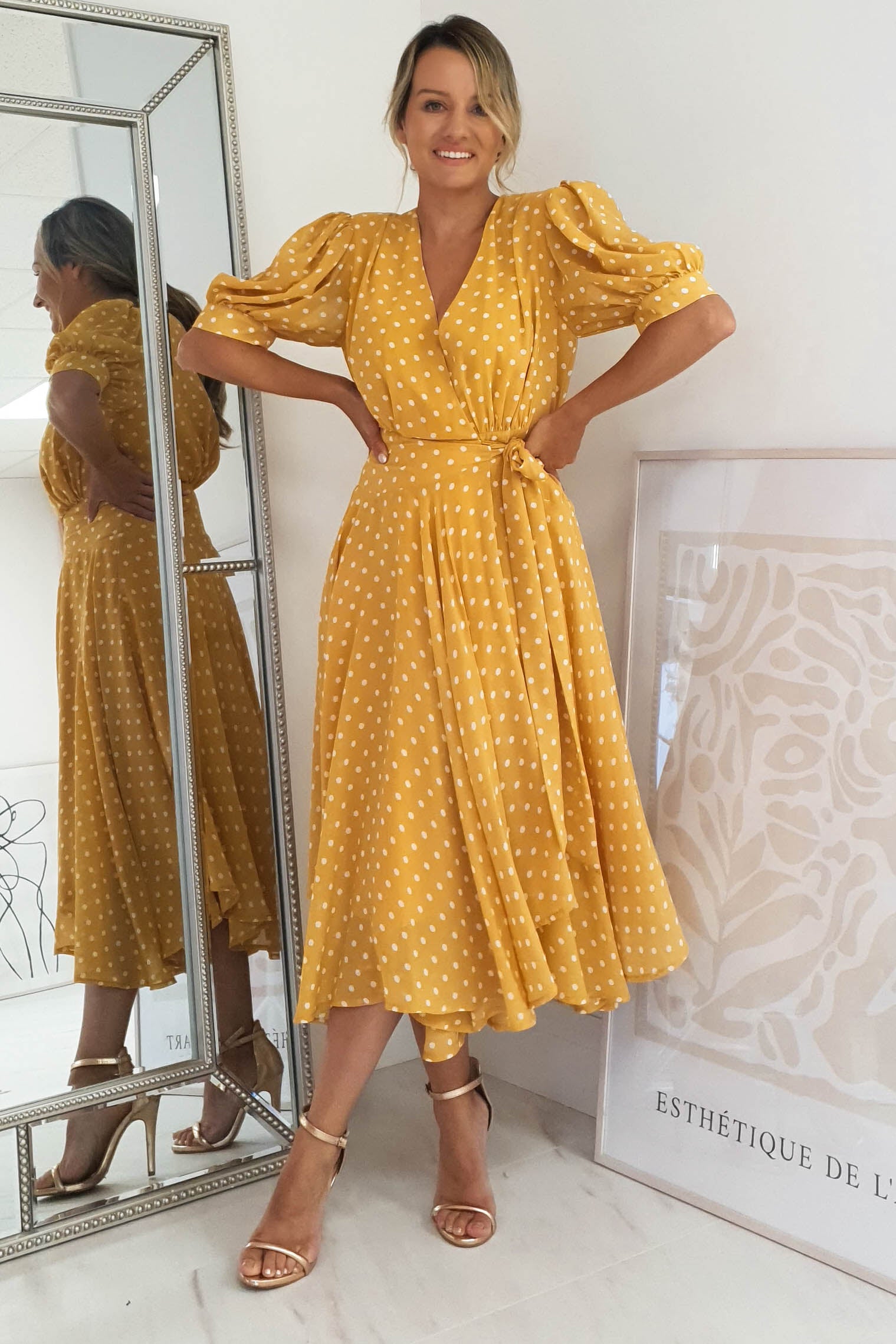 Polka dot hot sale mustard dress