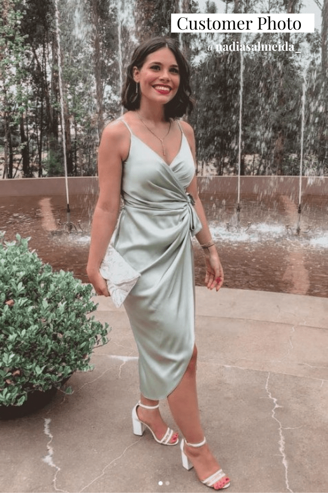 * CHANCGED TO CARRIE Clemence Wrap Midi Dress | Sage Green | Oh Hello Clothing | XS (6)