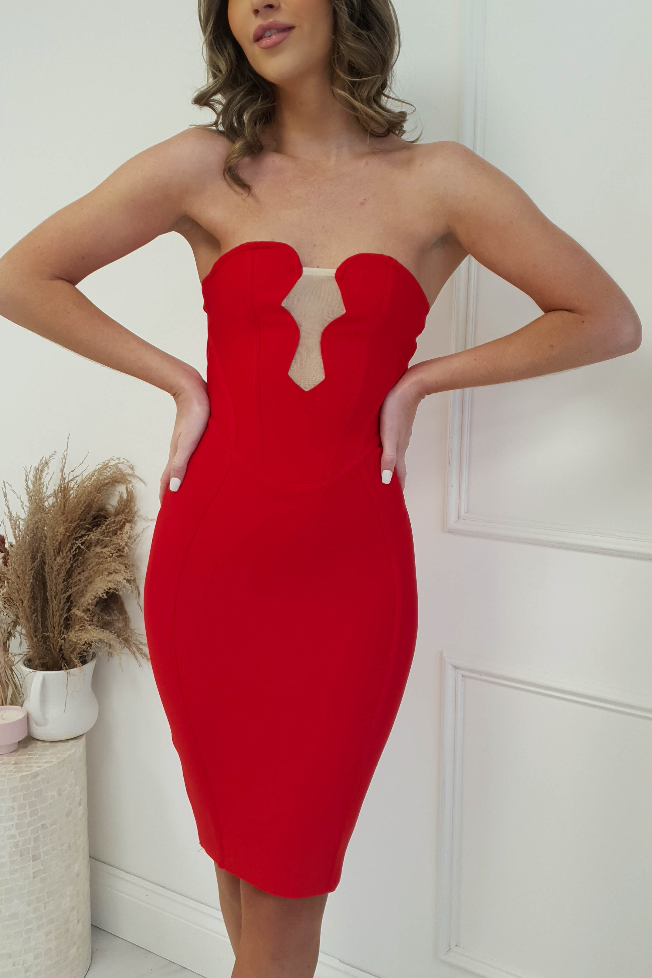 Radio City Bandage Dress | Red | Oh Hello Clothing | S (8)