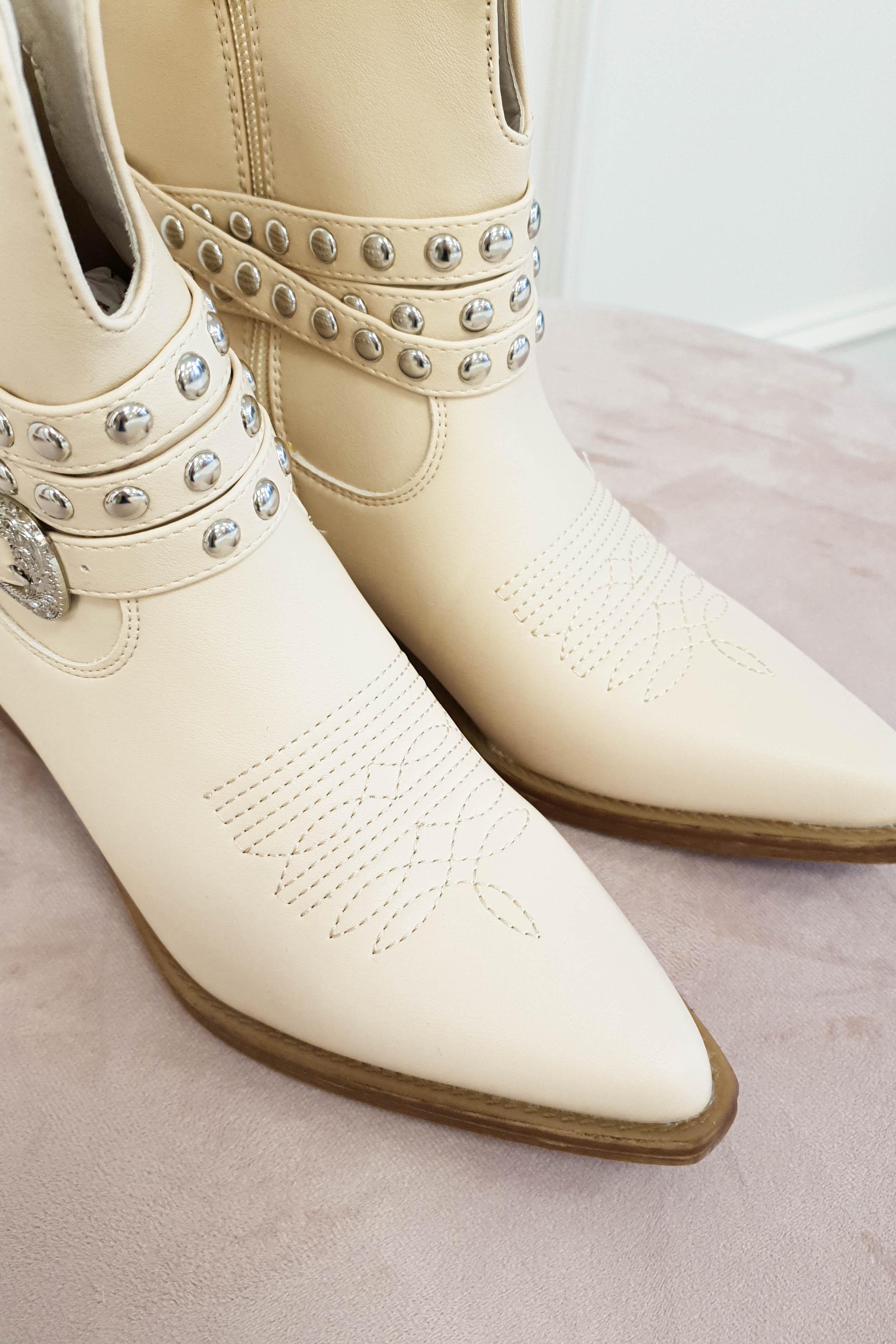 Elvie Ankle Boots | Cream | Oh Hello Clothing | 36