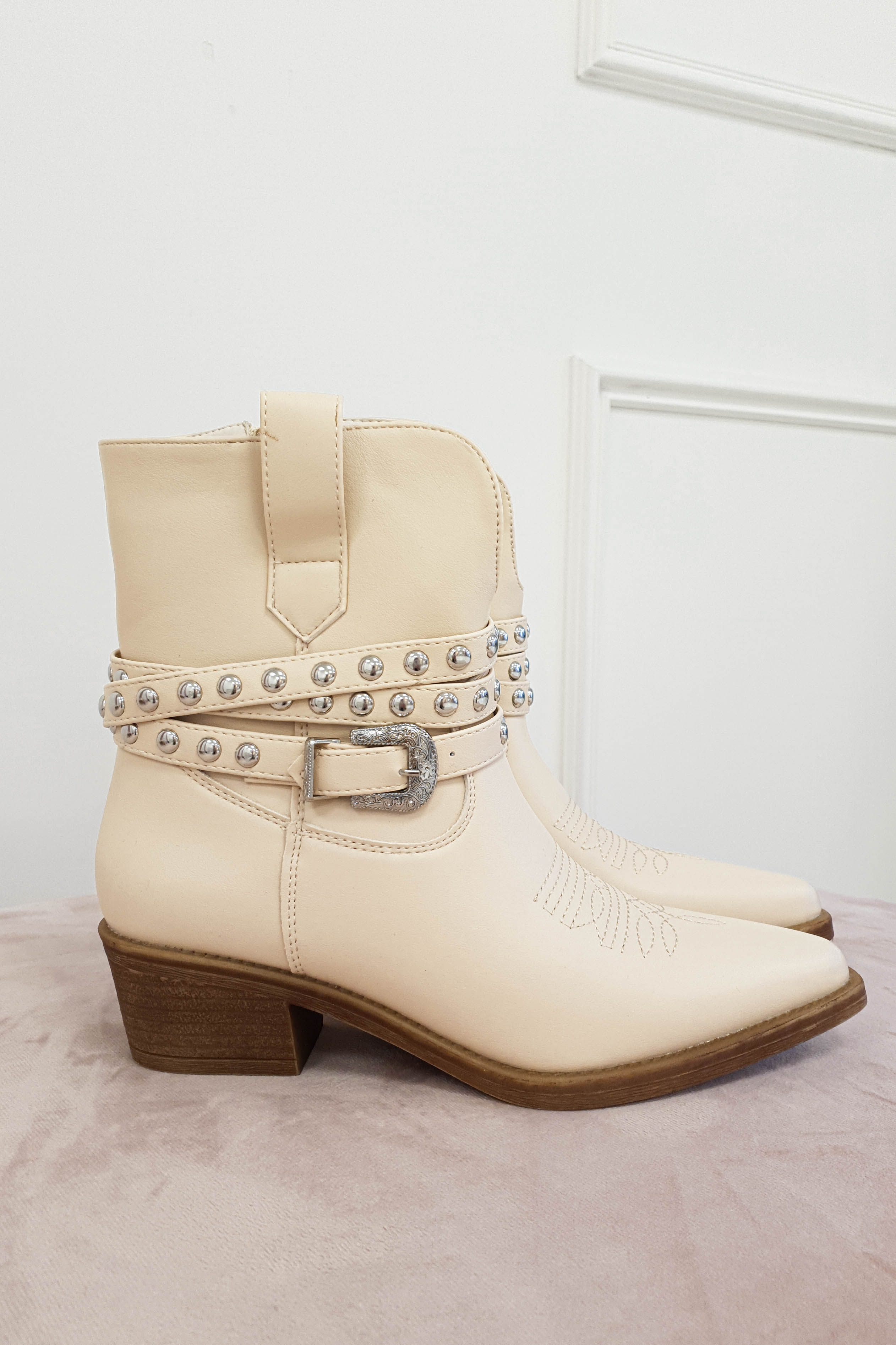 Elvie Ankle Boots | Cream | Oh Hello Clothing | 36