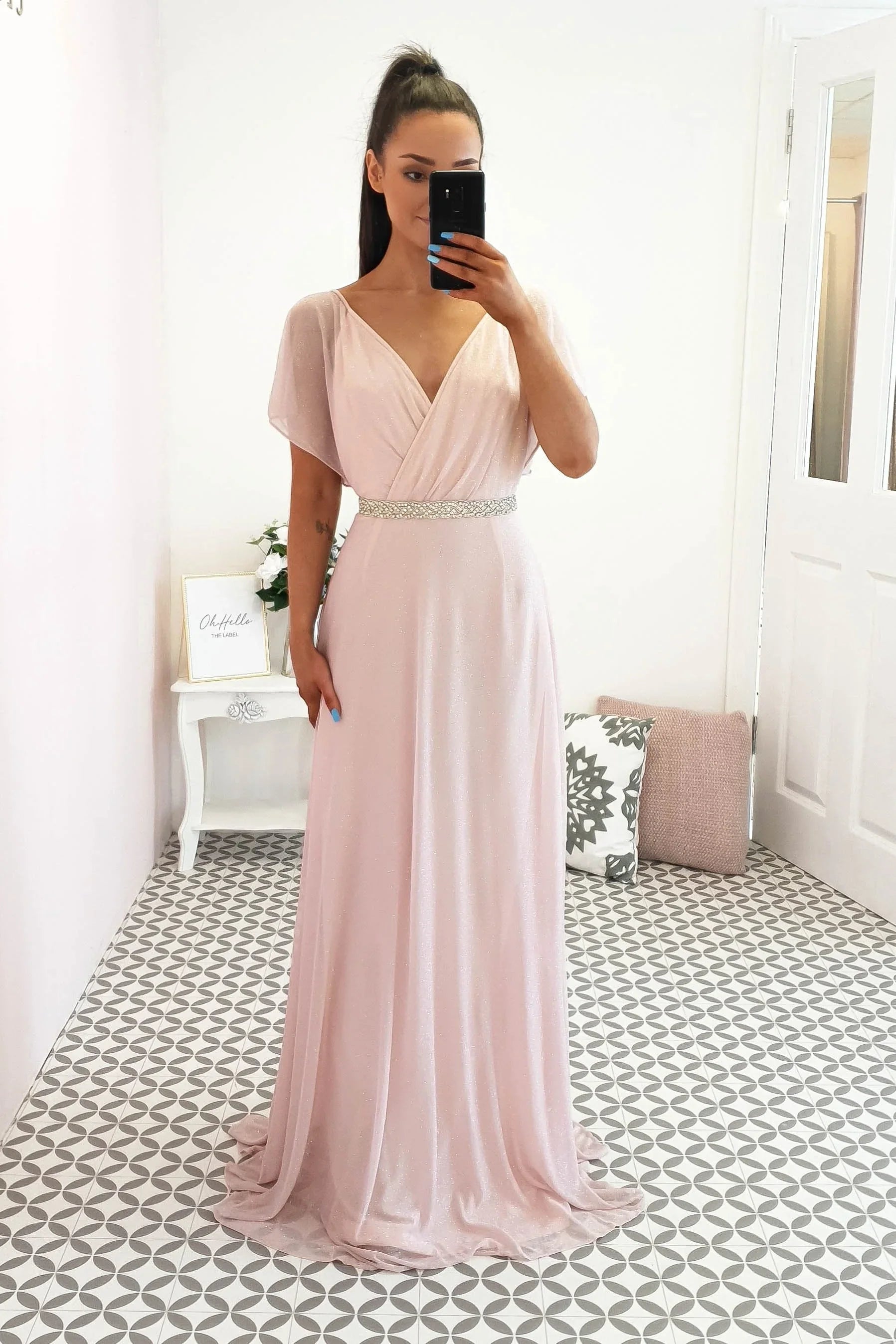 Lydia Maxi Dress Pink Glitter | Oh Hello Clothing | S (8)