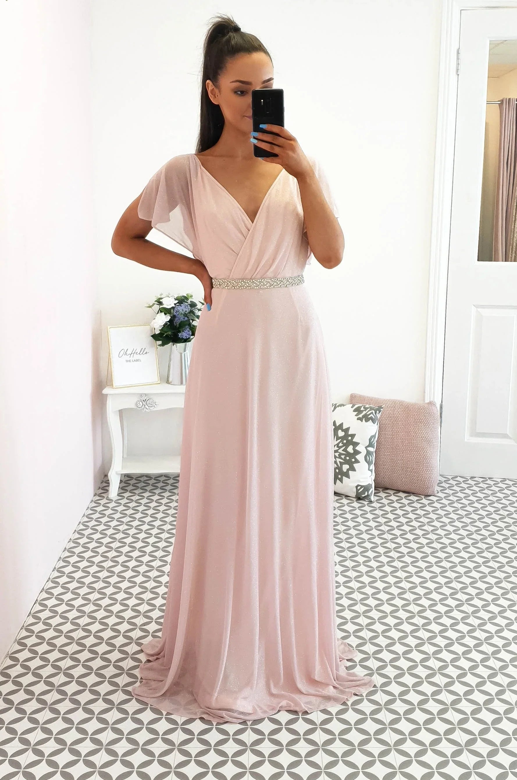 Lydia Maxi Dress Pink Glitter | Oh Hello Clothing | S (8)