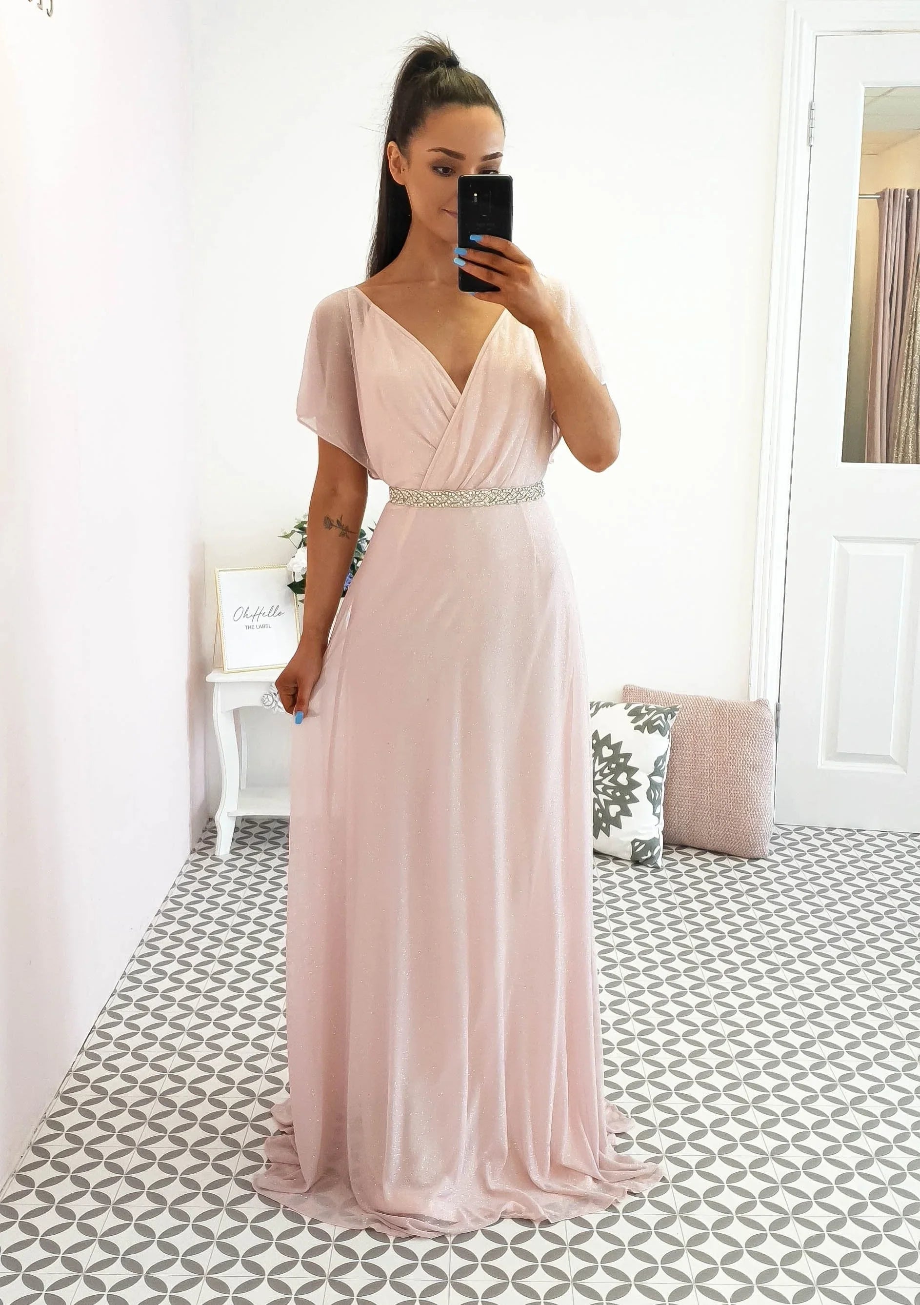 Lydia Maxi Dress Pink Glitter | Oh Hello Clothing | S (8)