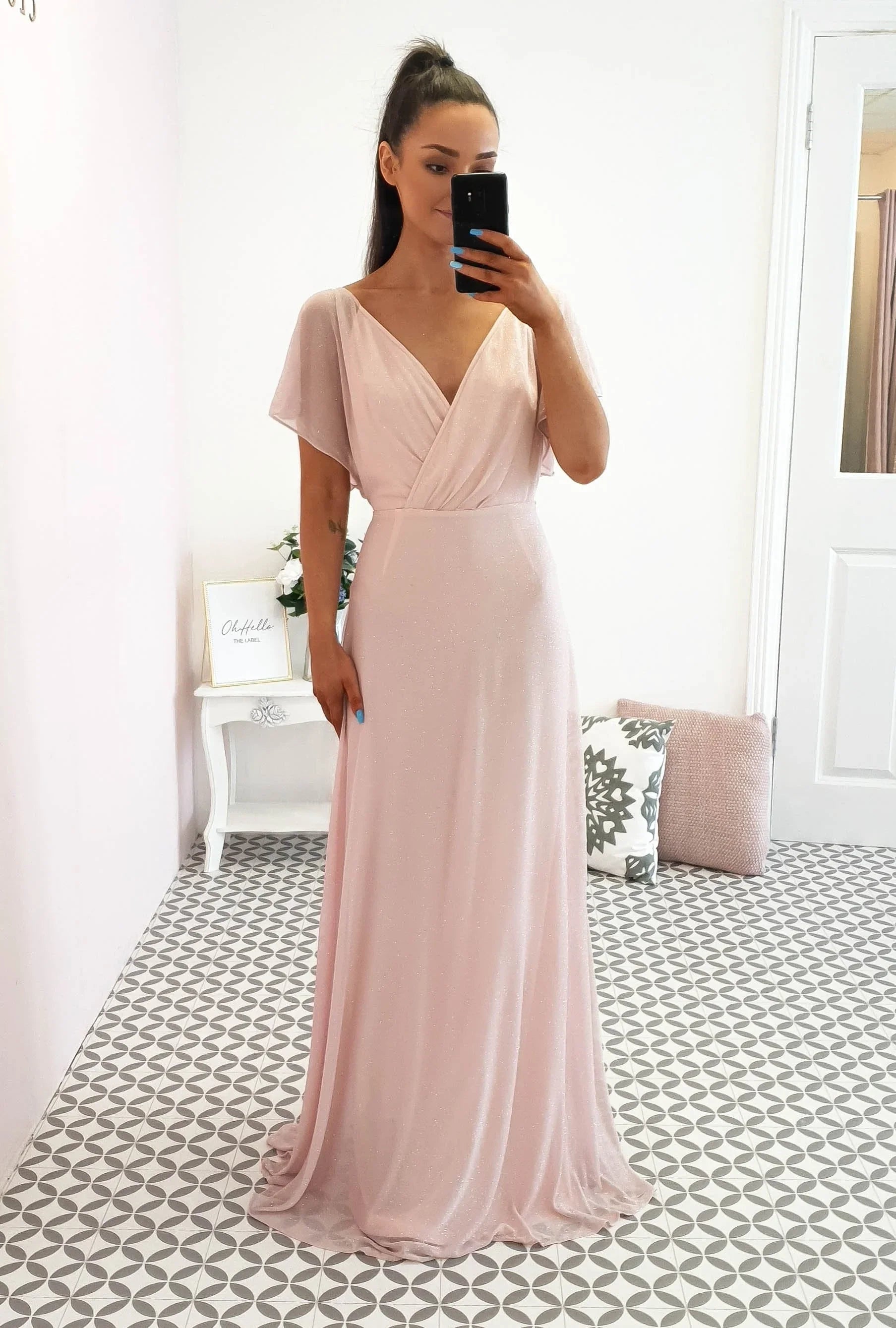 Lydia Maxi Dress Pink Glitter | Oh Hello Clothing | S (8)