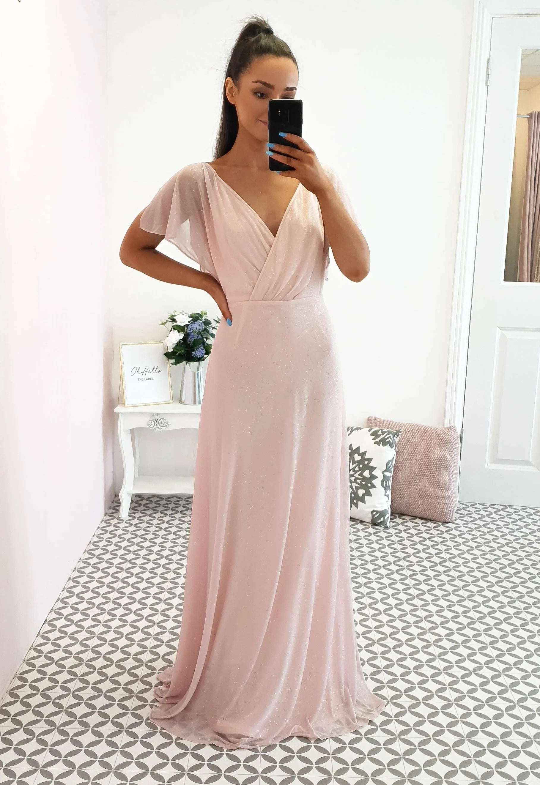 Lydia Maxi Dress Pink Glitter | Oh Hello Clothing | S (8)