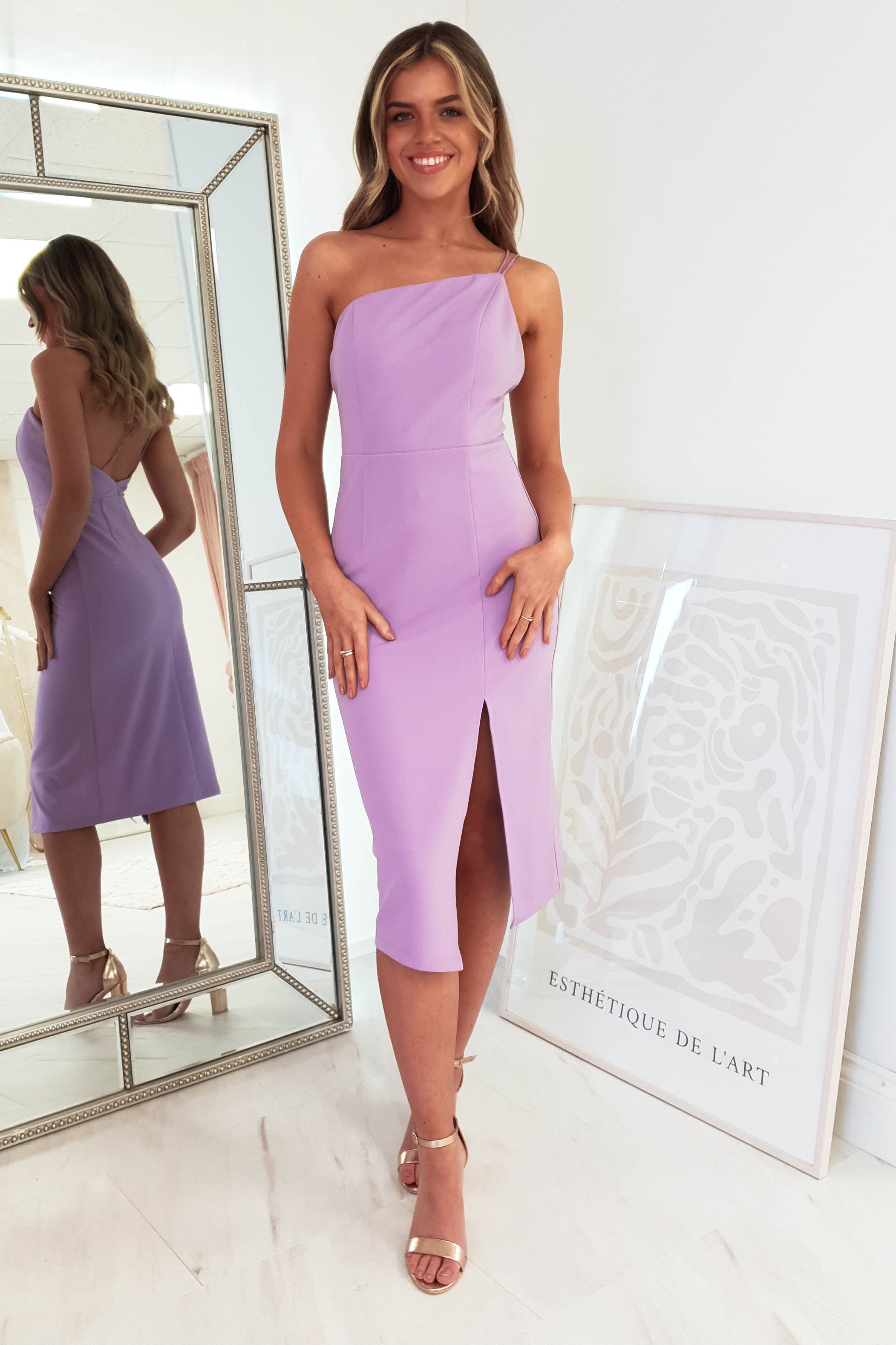Sophia Bodycon Midi Dress | Lilac | Oh Hello Clothing | XS (6)