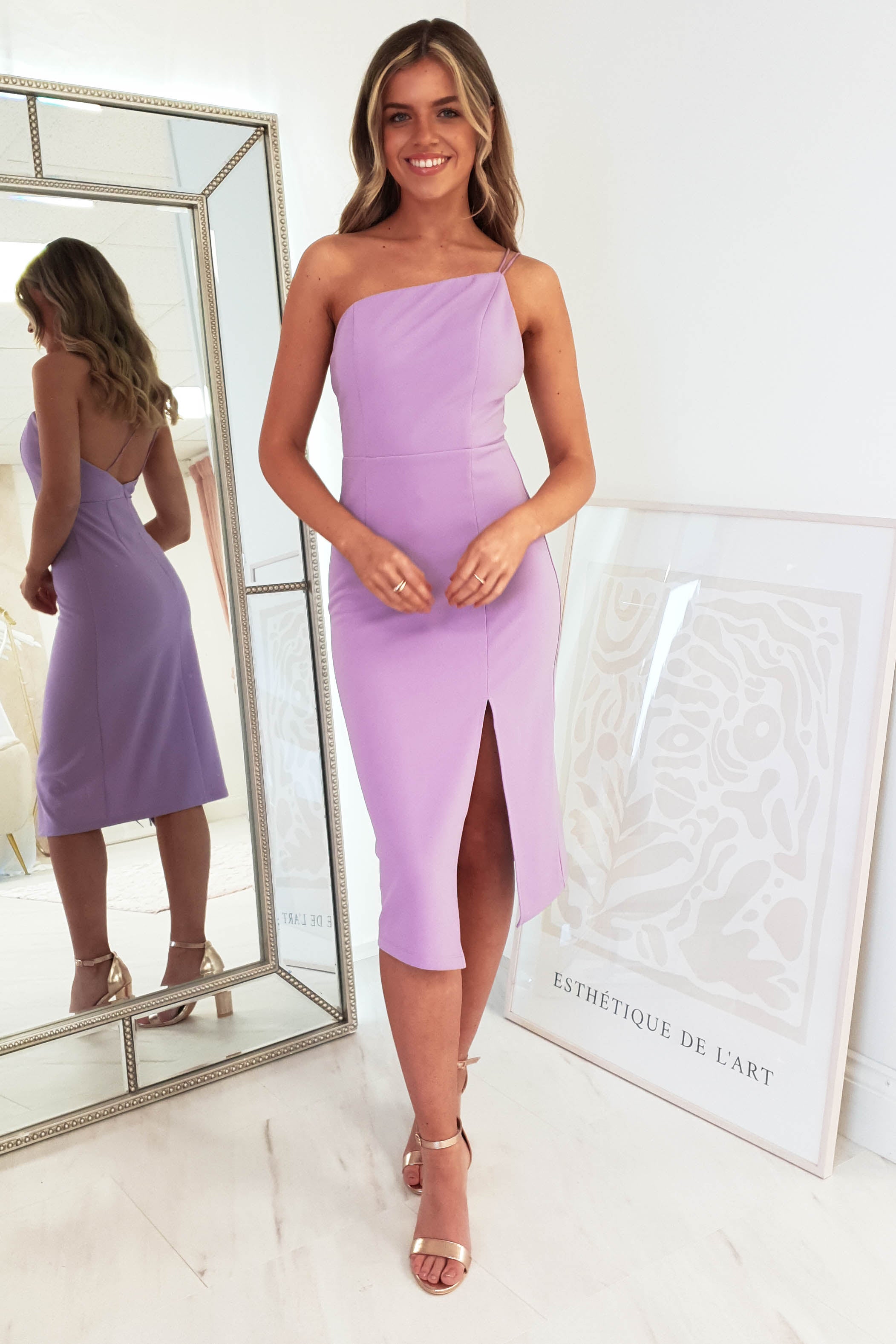 Sophia Bodycon Midi Dress | Lilac | Oh Hello Clothing | XS (6)
