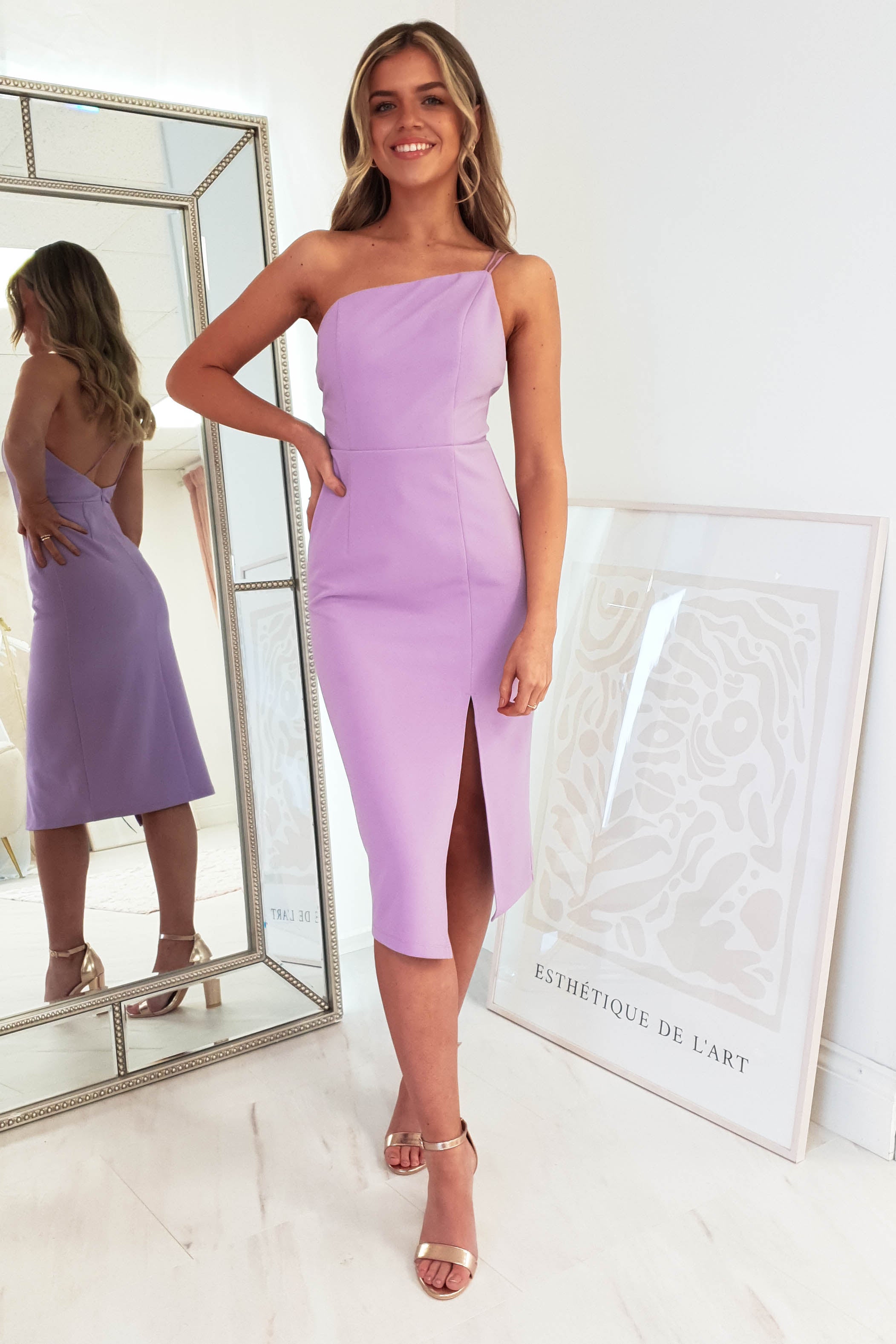 Sophia Bodycon Midi Dress | Lilac | Oh Hello Clothing | XS (6)