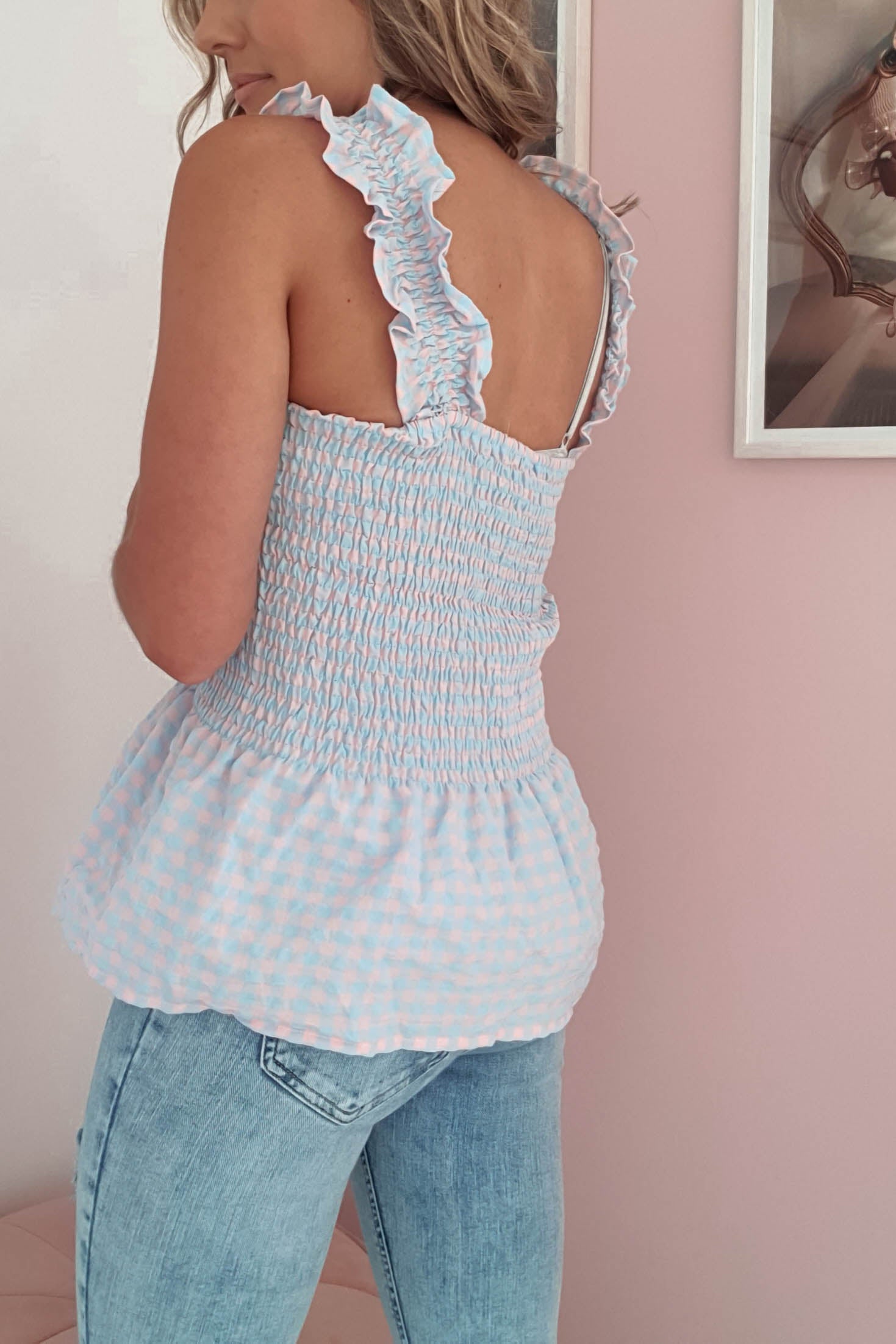 Tammy Gingham Peplum Top