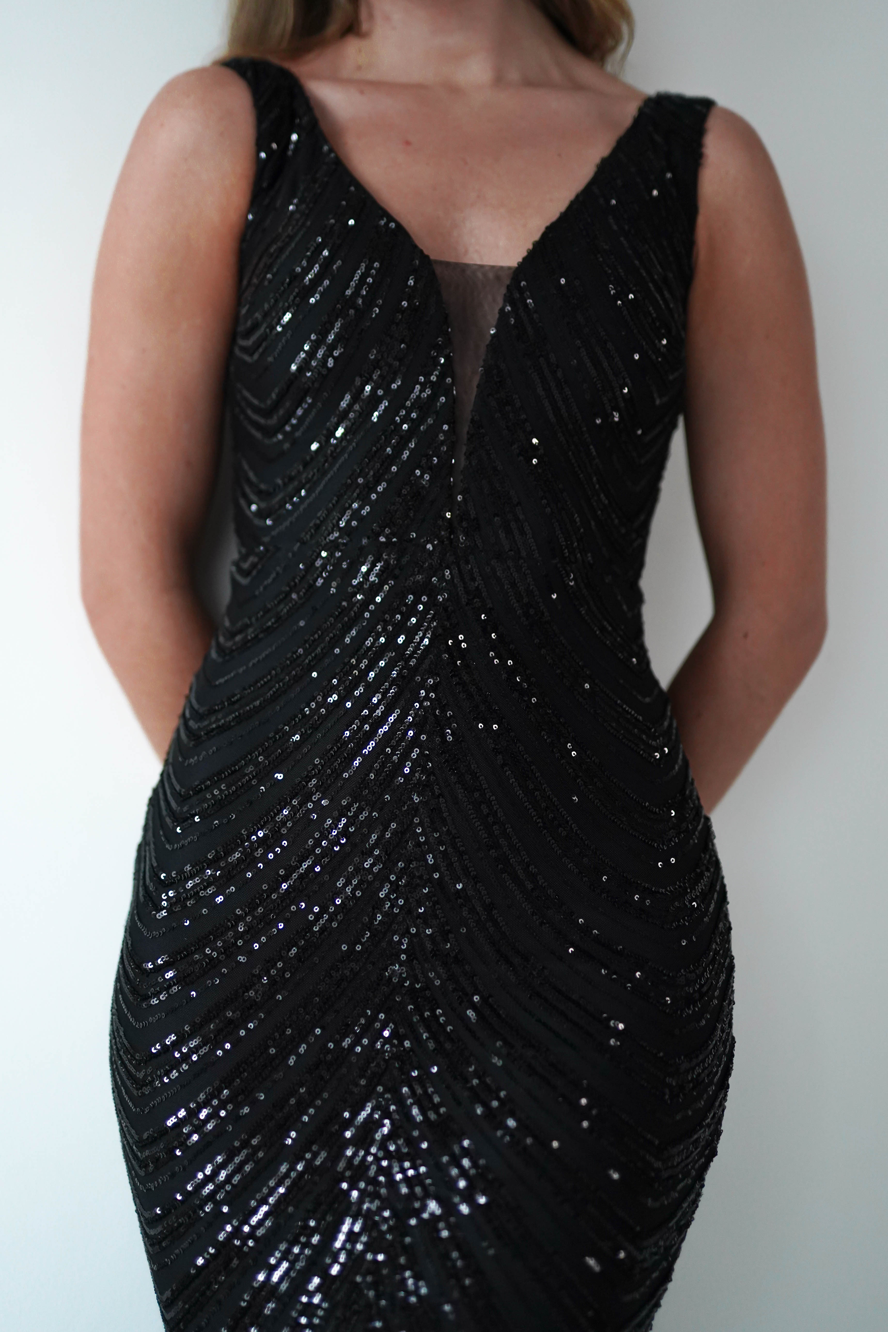 Julietta Sequin Bodycon Maxi Dress | Black