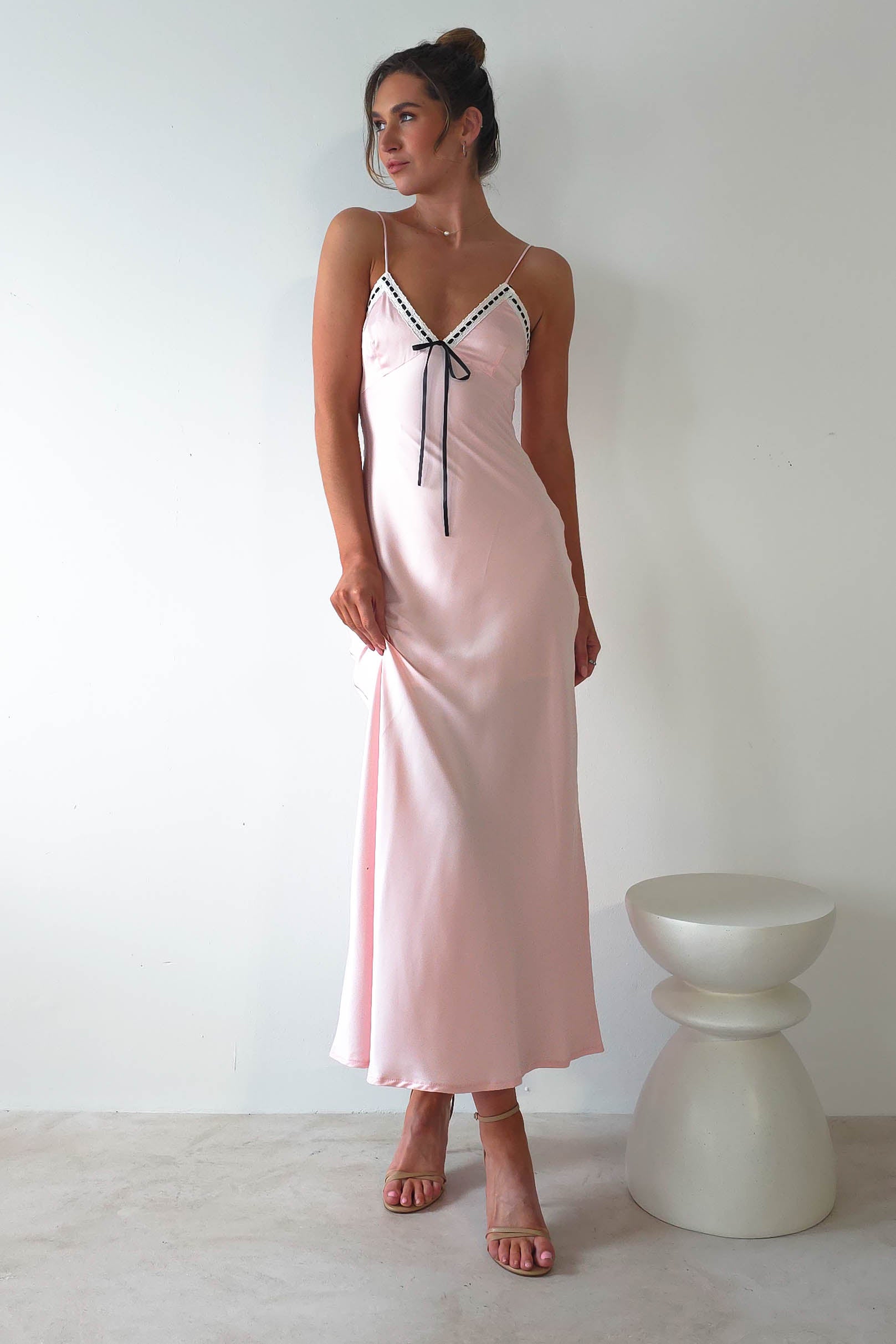 Lottie Soft Satin Slip Maxi Dress | Rose Pink