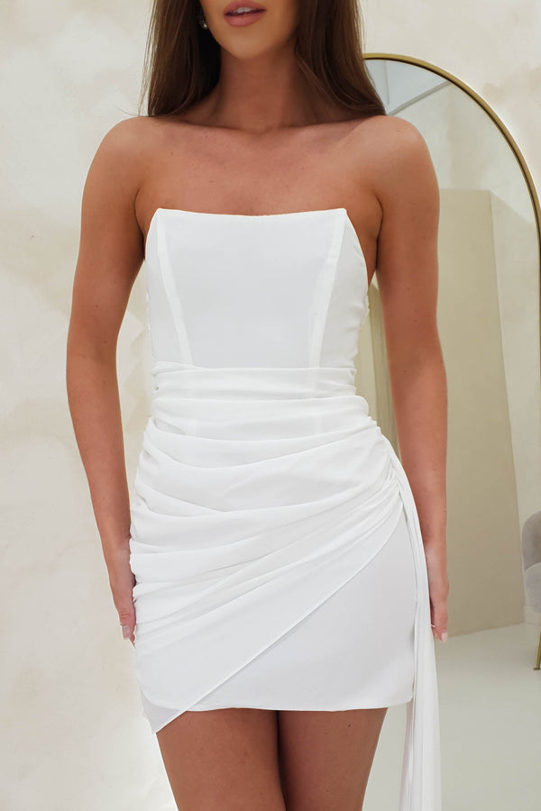 Ankana Runched Mini Dress | White