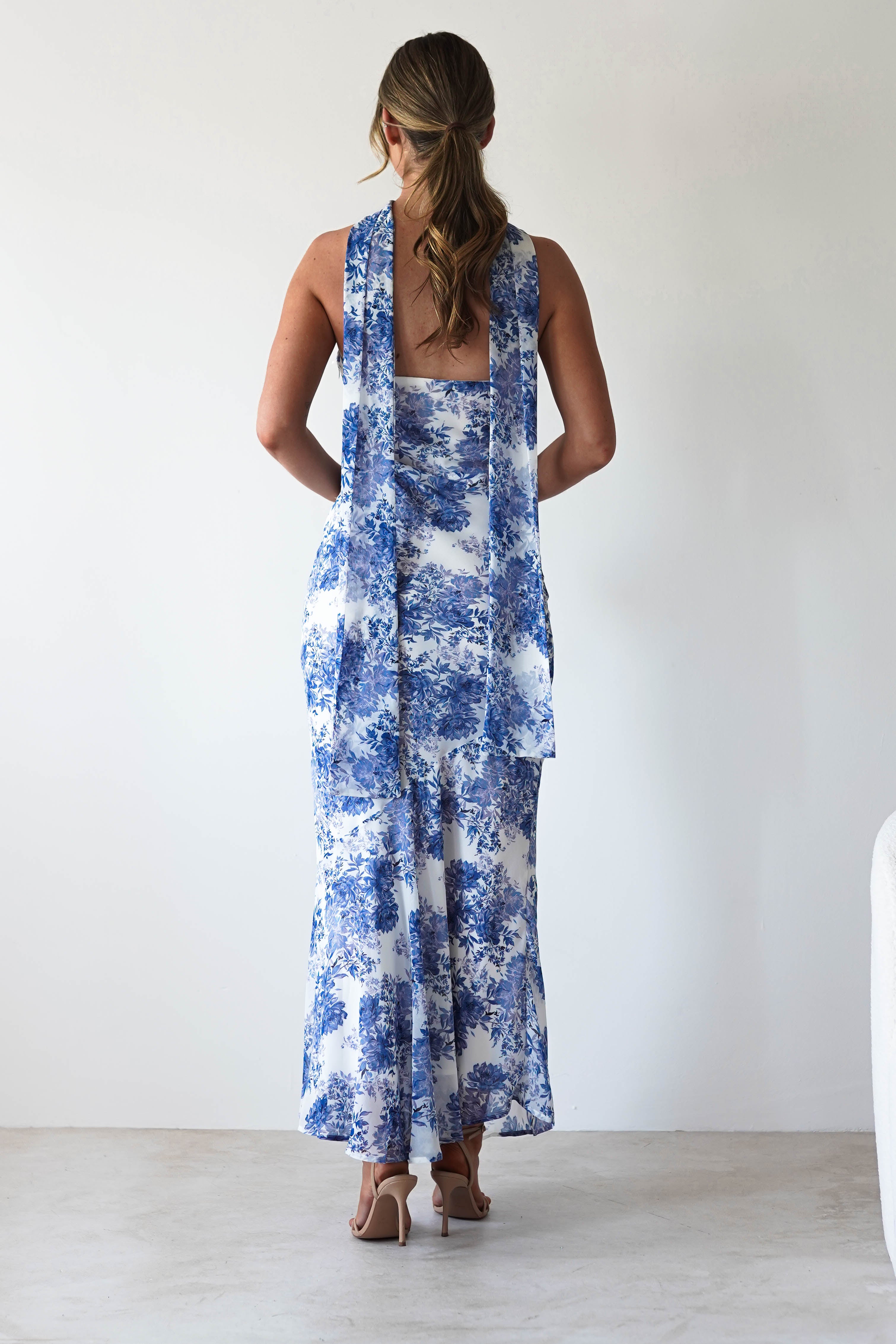 Charlene Floral Chiffon Maxi Dress | Blue Print | Oh Hello Clothing | S (8)