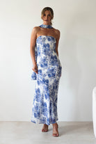 Charlene Floral Chiffon Maxi Dress Blue Print | Wedding Guest Dress | Maxi | Chiffon | Oh Hello Clothing
