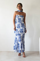 Charlene Floral Chiffon Maxi Dress Blue Print | Wedding Guest Dress | Maxi | Chiffon | Oh Hello Clothing