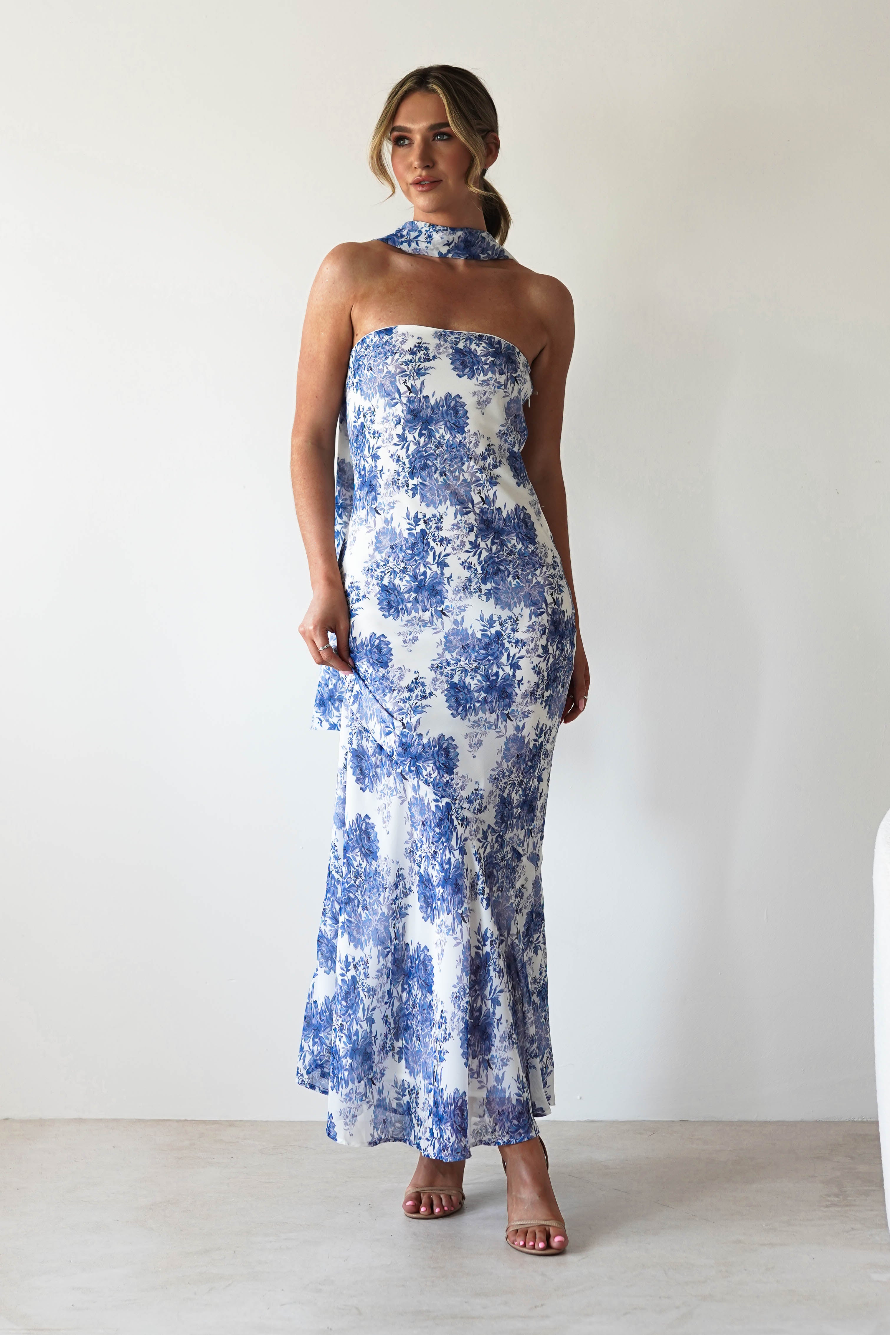 Charlene Floral Chiffon Maxi Dress | Blue Print | Oh Hello Clothing | S (8)