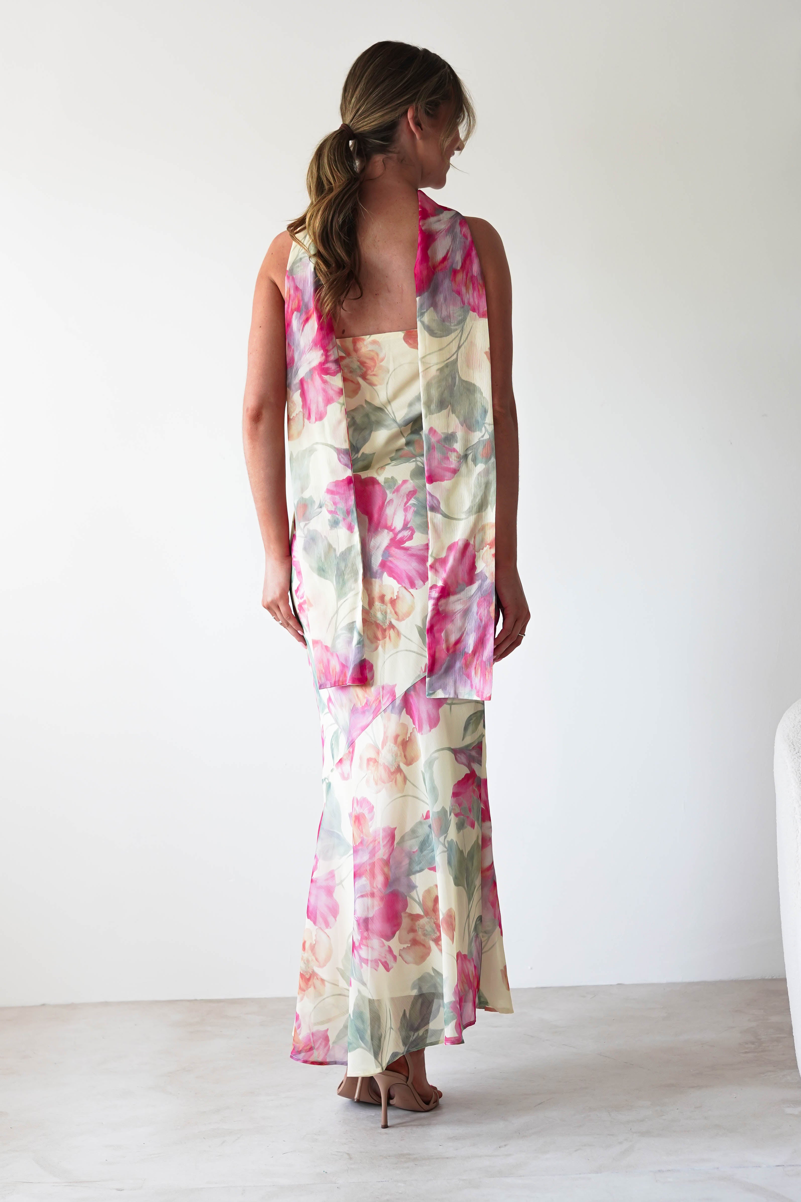 Charlene Floral Chiffon Maxi Dress | Yellow Print | Oh Hello Clothing | S (8)