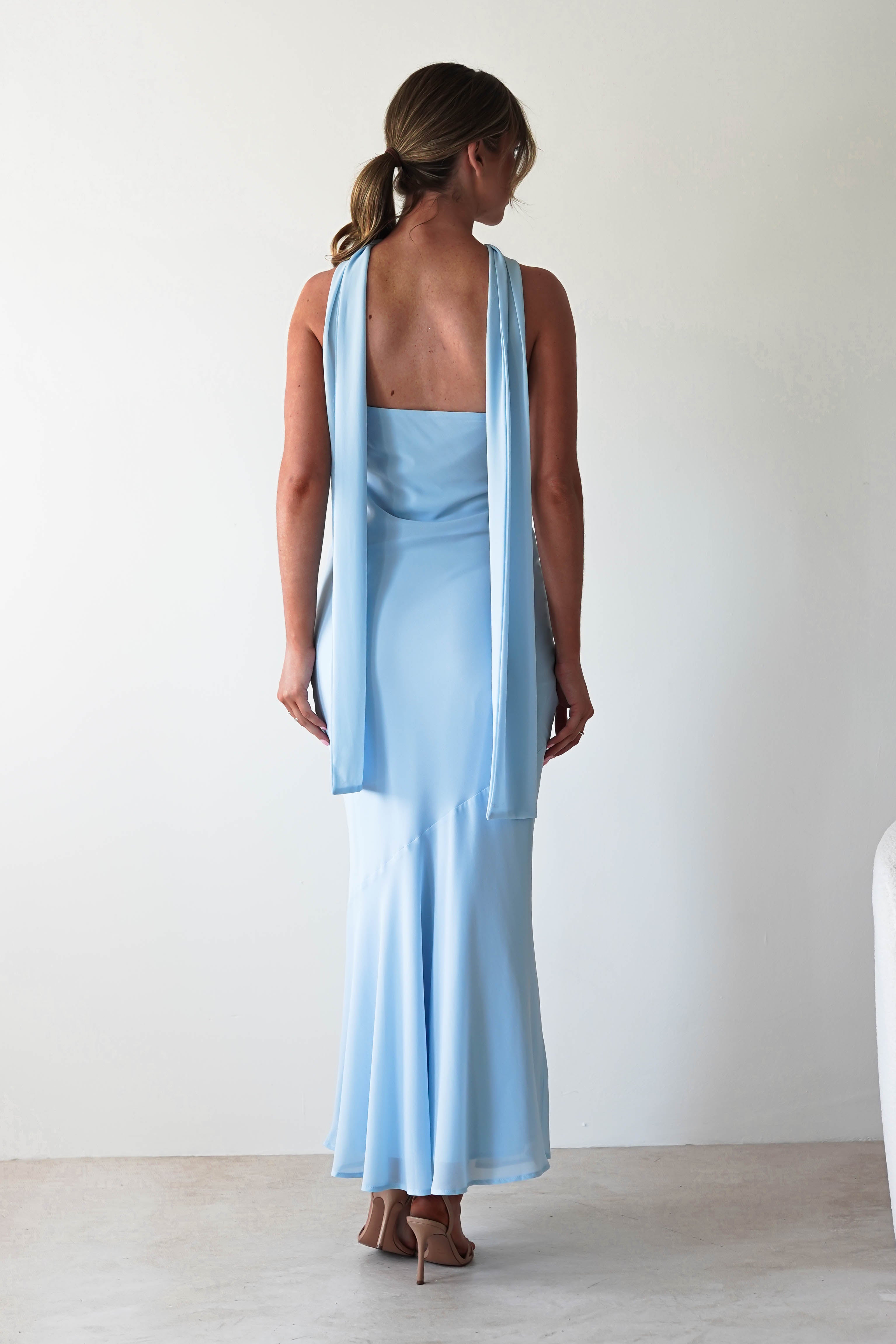 Carli Strapless Chiffon Maxi Dress | Blue | Oh Hello Clothing | S (8)