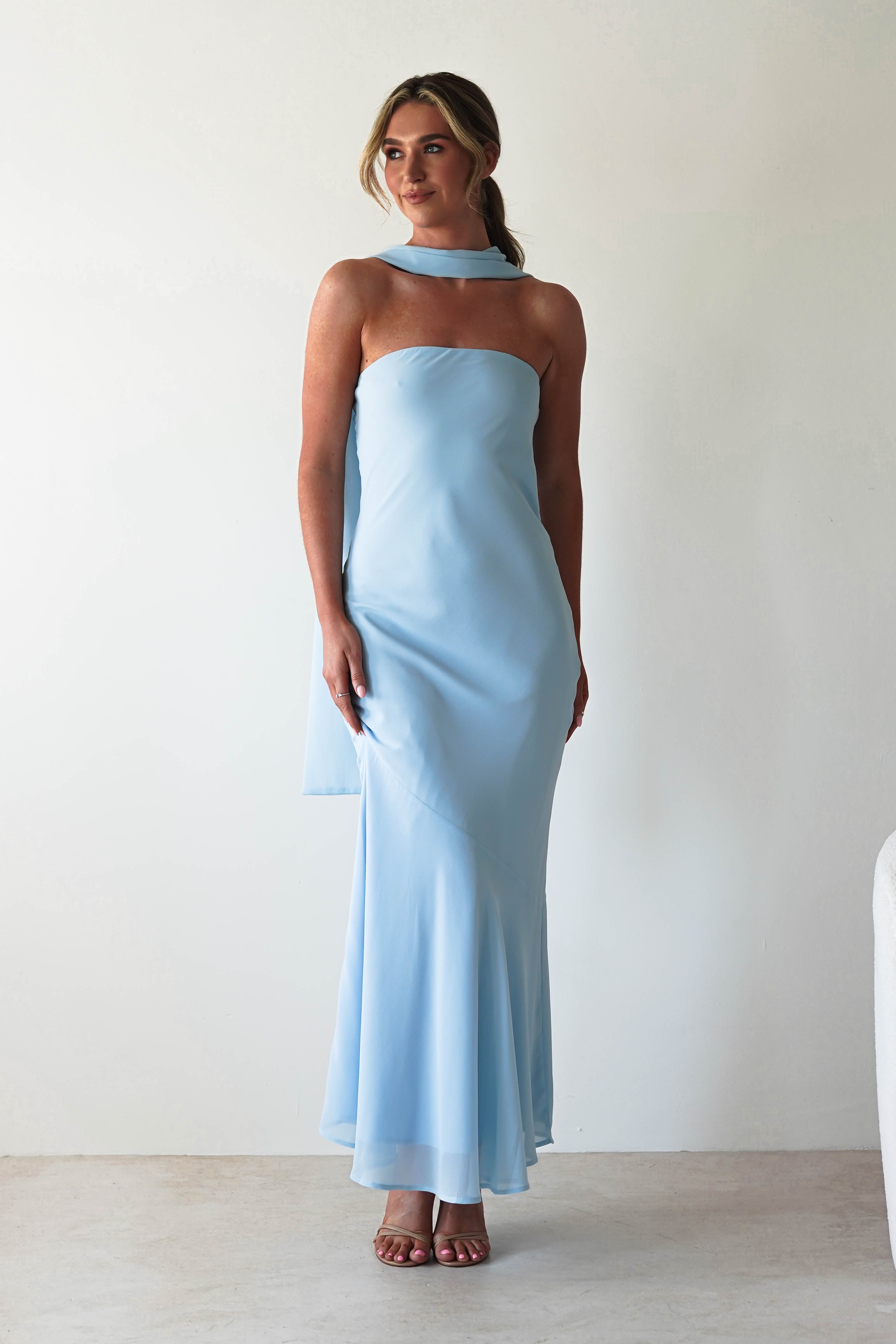 Carli Strapless Chiffon Maxi Dress | Blue | Oh Hello Clothing | S (8)