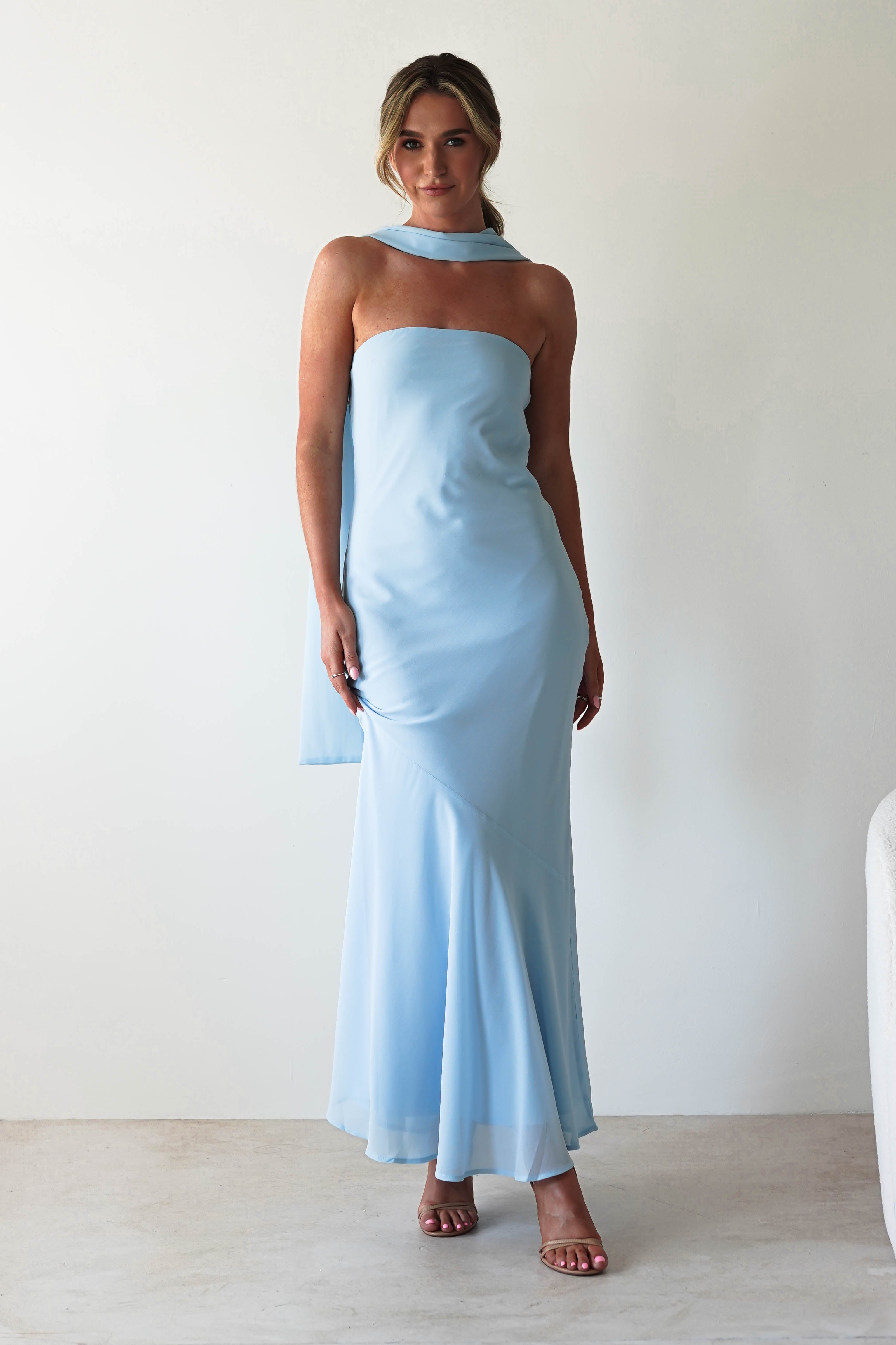 Carli Strapless Chiffon Maxi Dress | Blue | Oh Hello Clothing | S (8)
