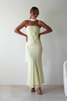 Carli Strapless Chiffon Maxi Dress Yellow | Wedding Guest Dress | Maxi | Chiffon | Oh Hello Clothing