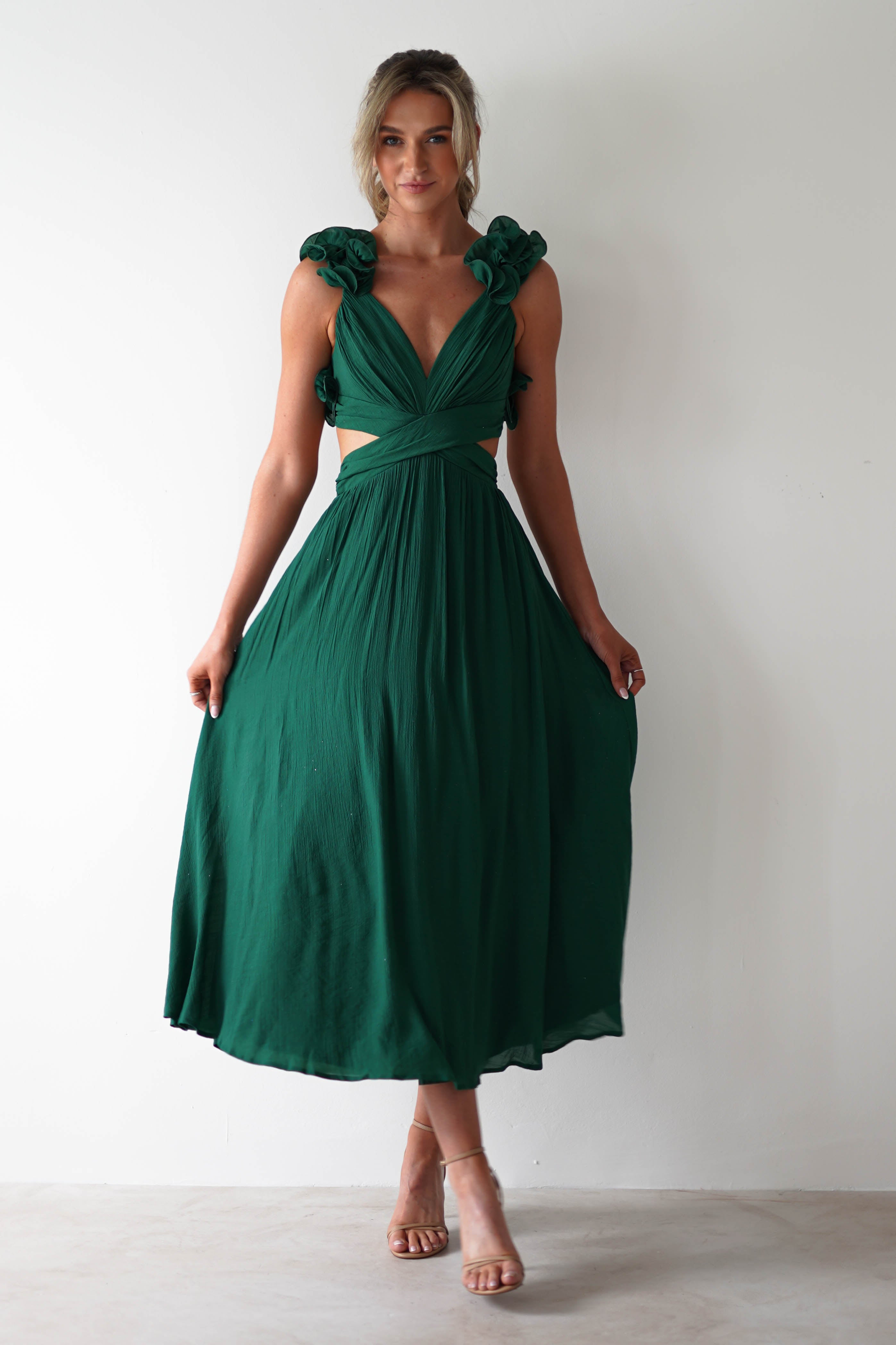 Phoebe Midaxi Dress | Forest Green