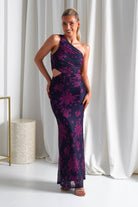 Petra Bodycon Printed Maxi Dress Grape | Wedding Guest Dress | Bodycon | Maxi | Oh Hello Clothing