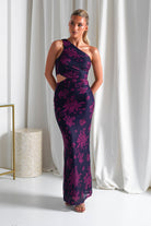 Petra Bodycon Printed Maxi Dress Grape | Wedding Guest Dress | Bodycon | Maxi | Oh Hello Clothing
