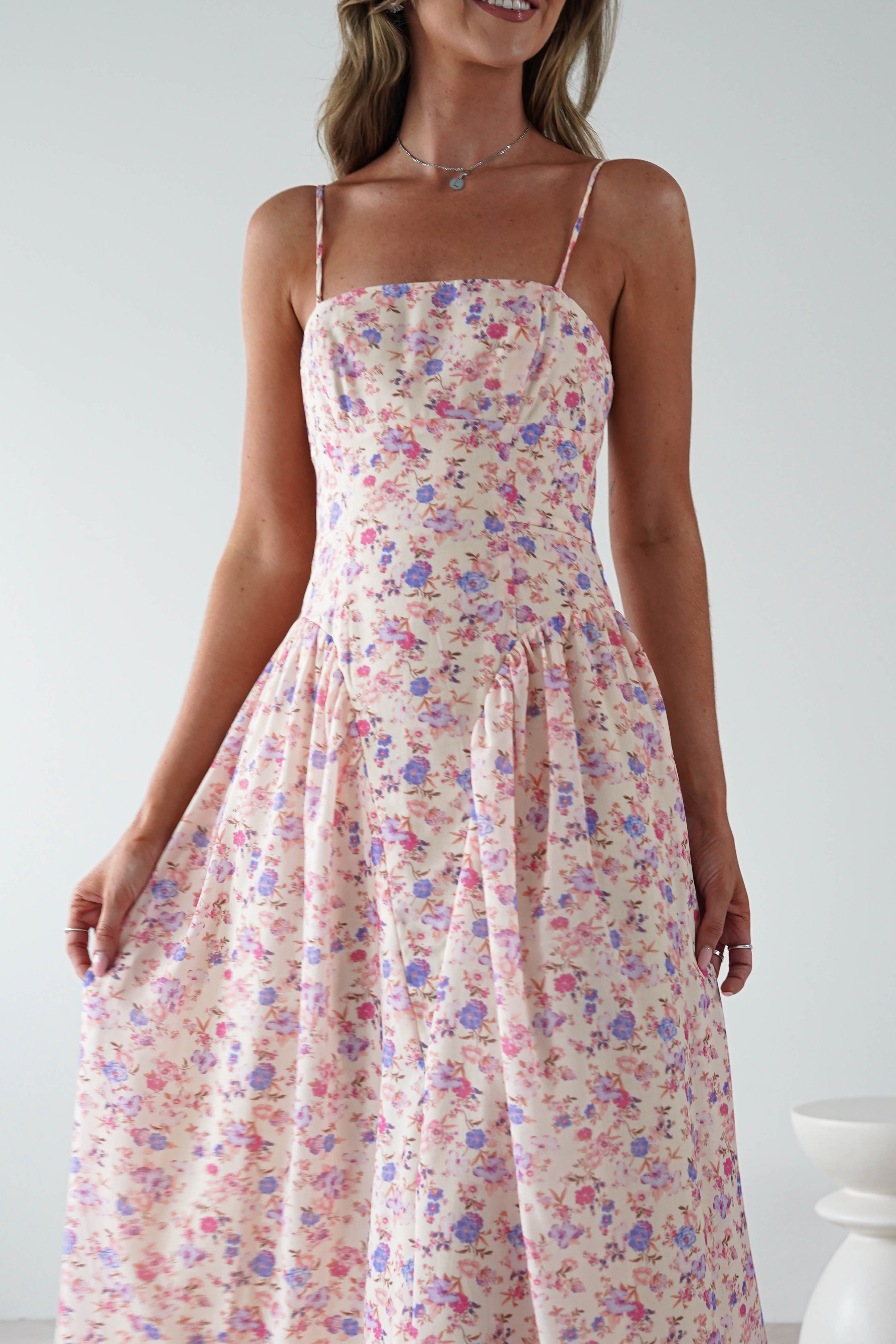 Elodie Floral Print Maxi Dress | Cream | Oh Hello Clothing | XS (6)