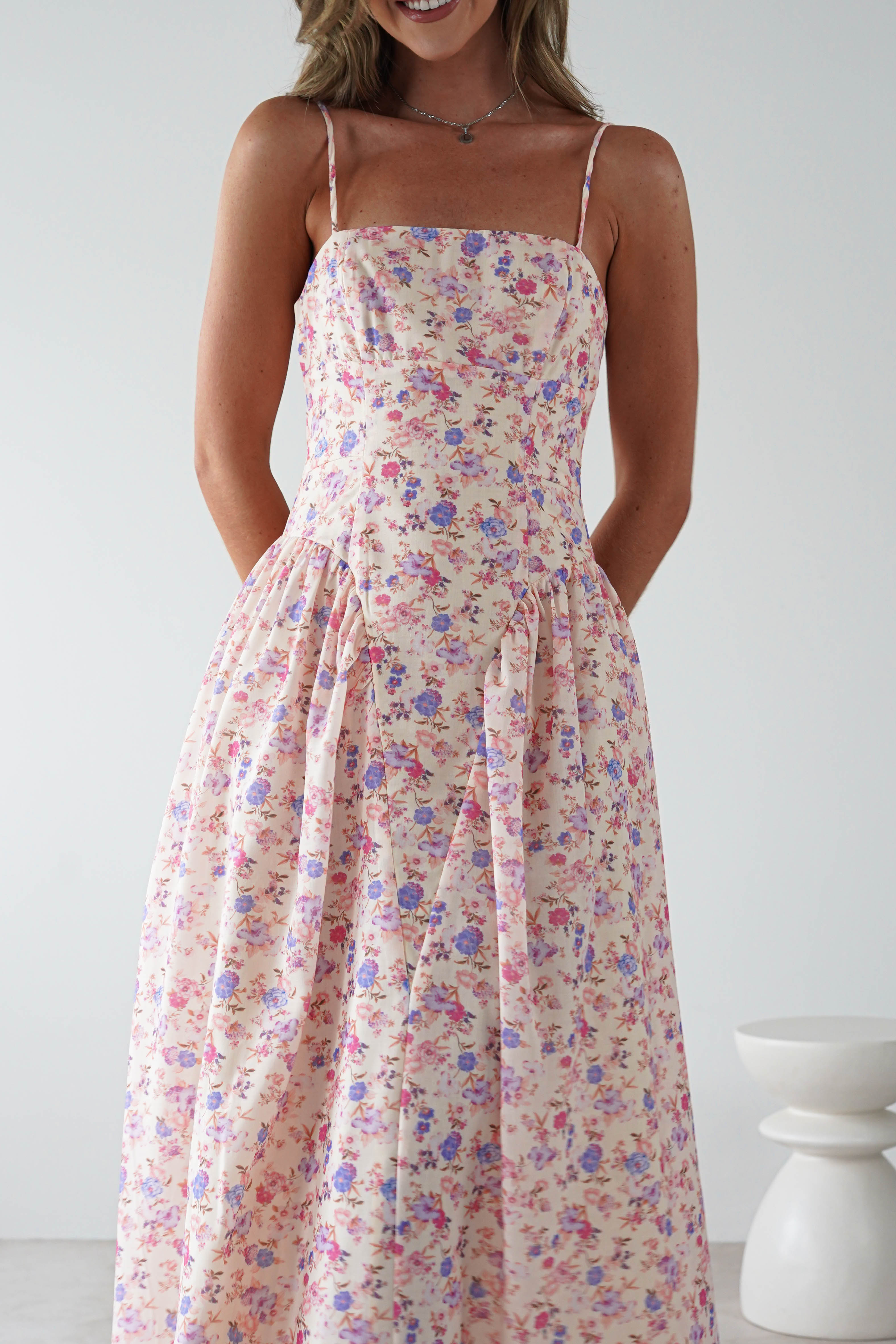 Elodie Floral Print Maxi Dress | Cream | Oh Hello Clothing | XS (6)