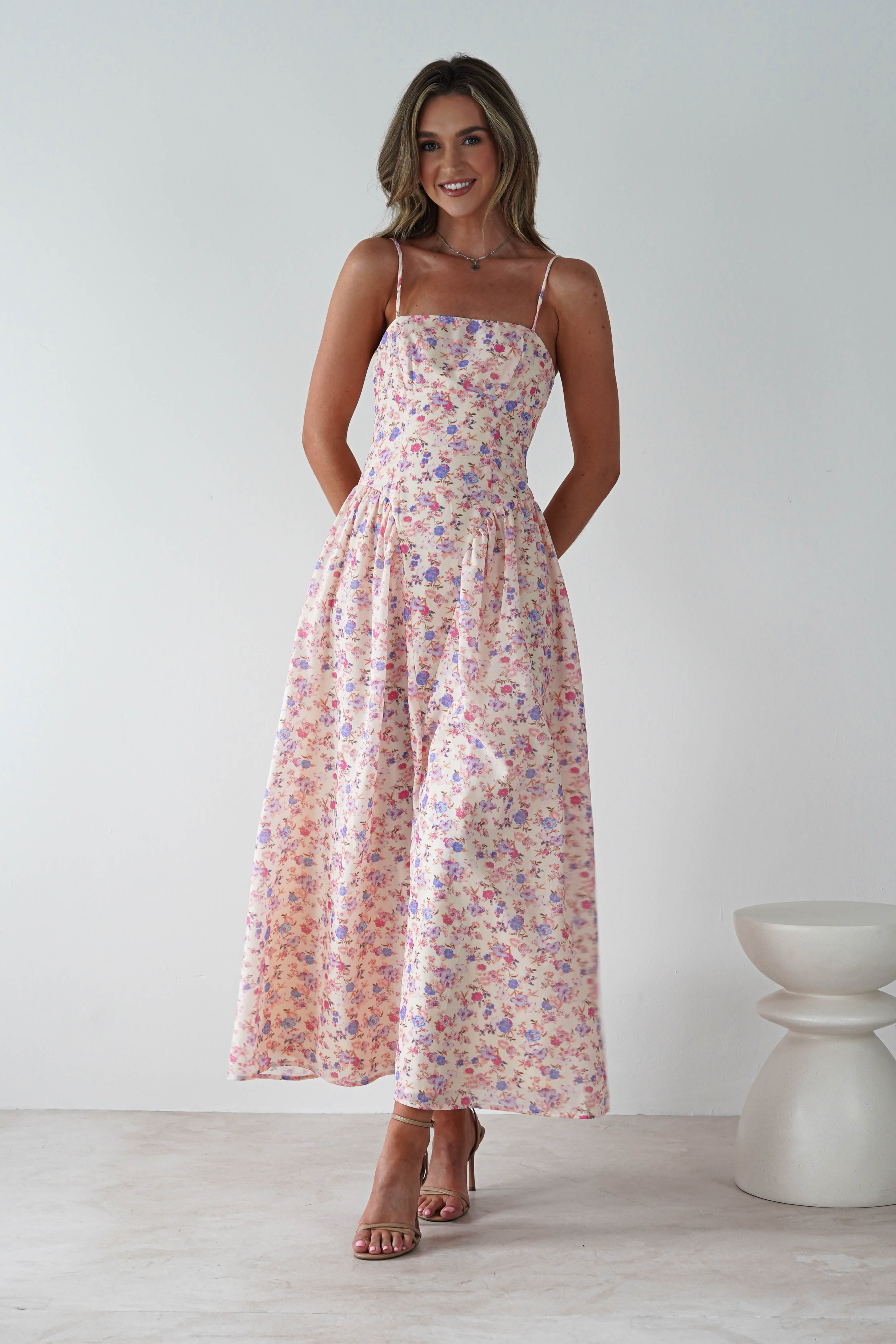 Elodie Floral Print Maxi Dress | Cream | Oh Hello Clothing | XS (6)