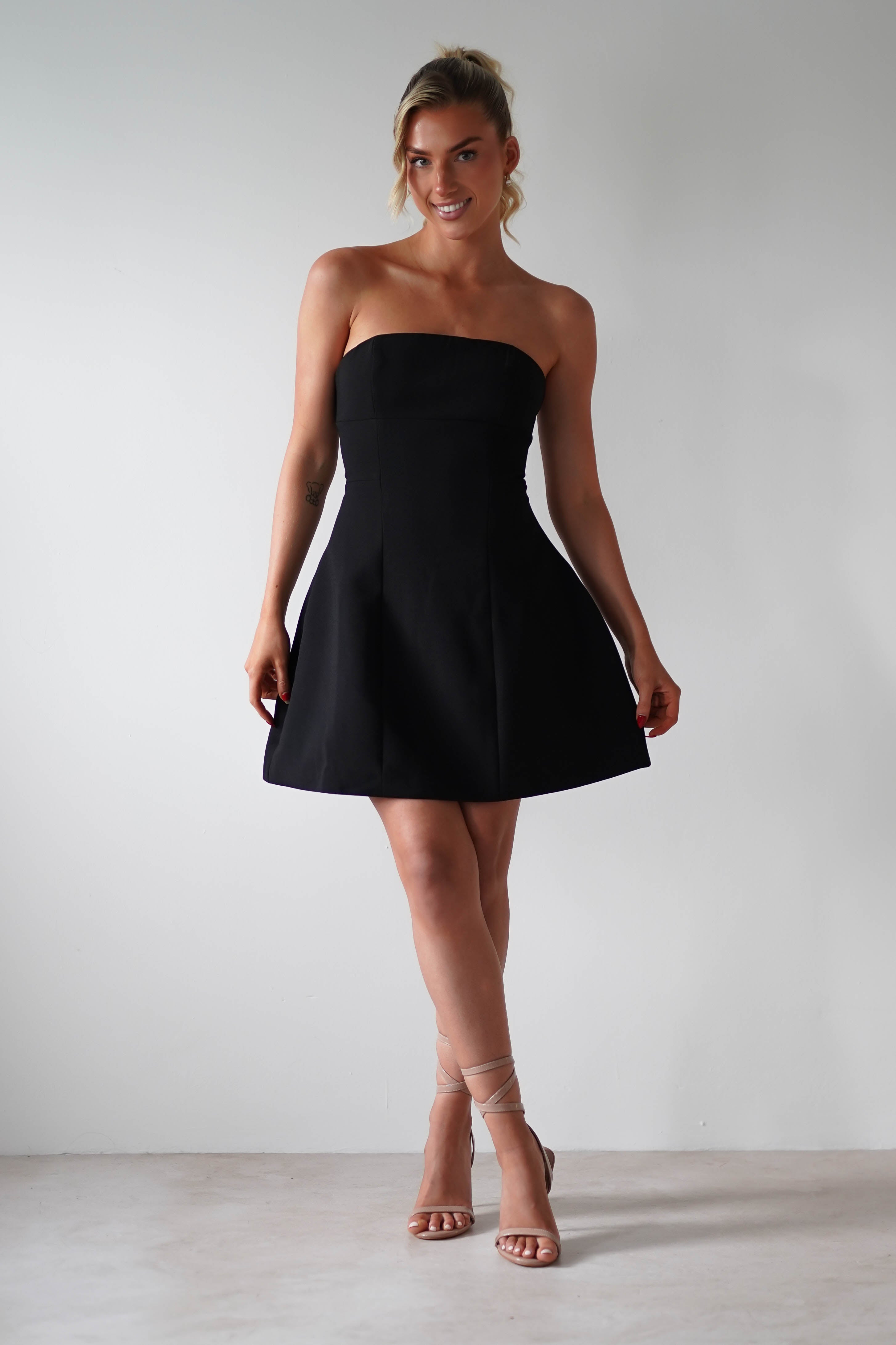 Miley Structured Mini Dress | Black