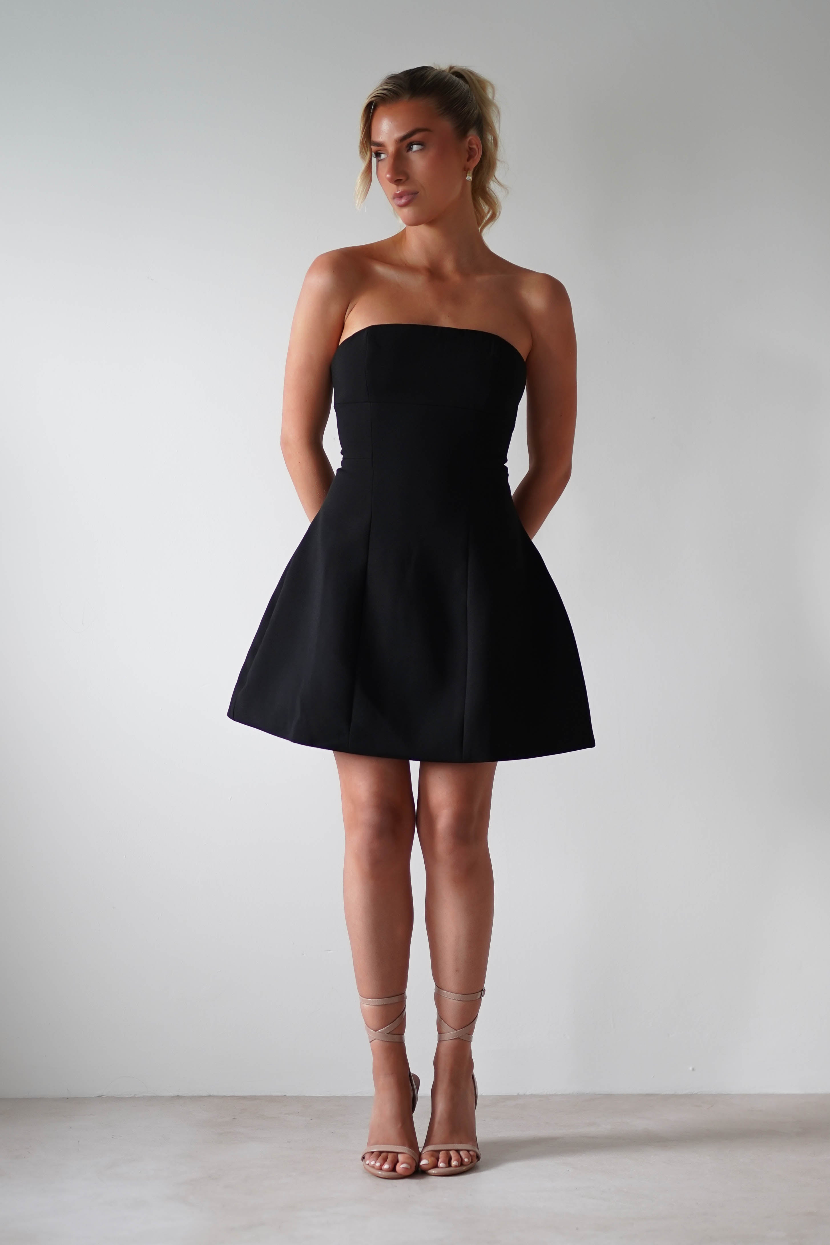 Miley Structured Mini Dress | Black