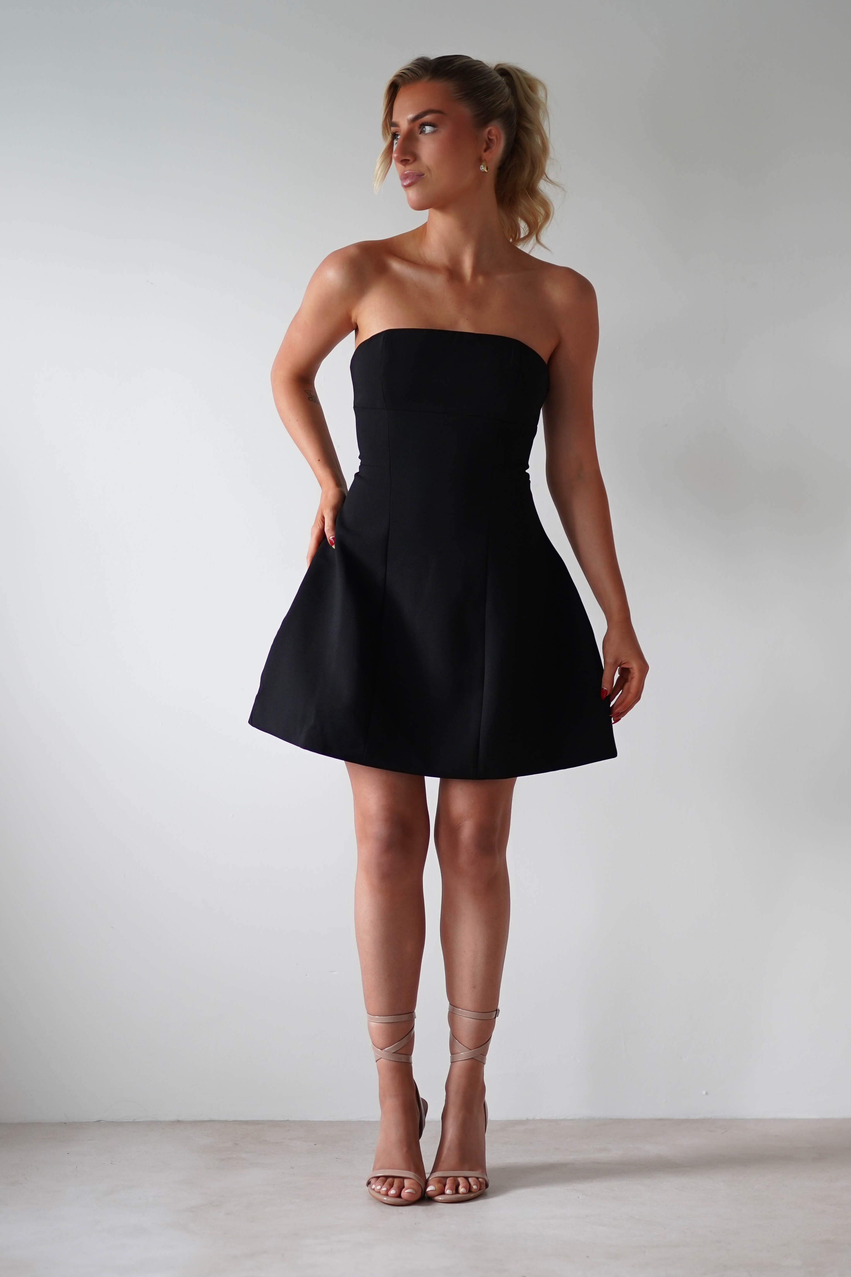 Miley Structured Mini Dress | Black