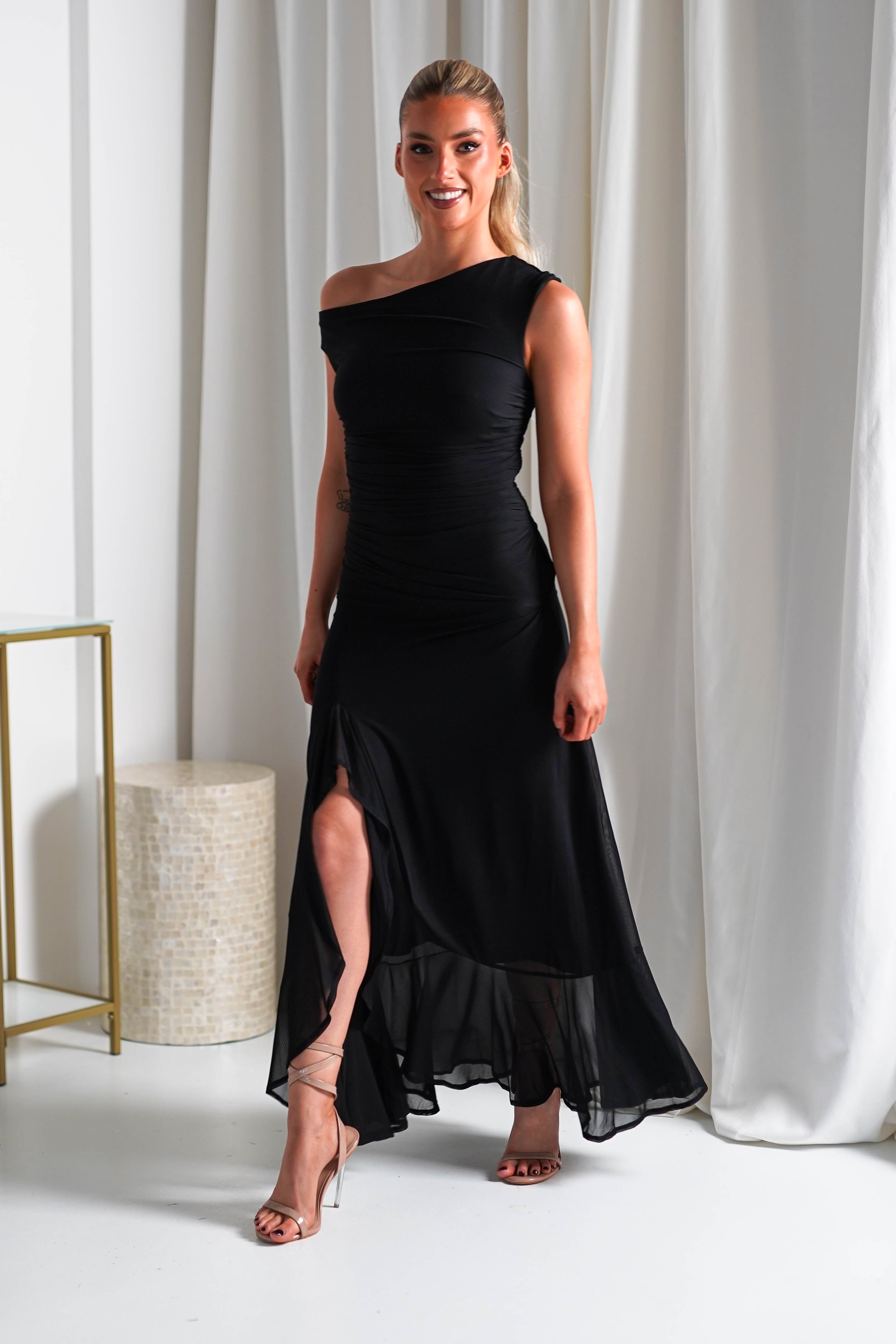 Cellinna Mesh Maxi Dress | Black