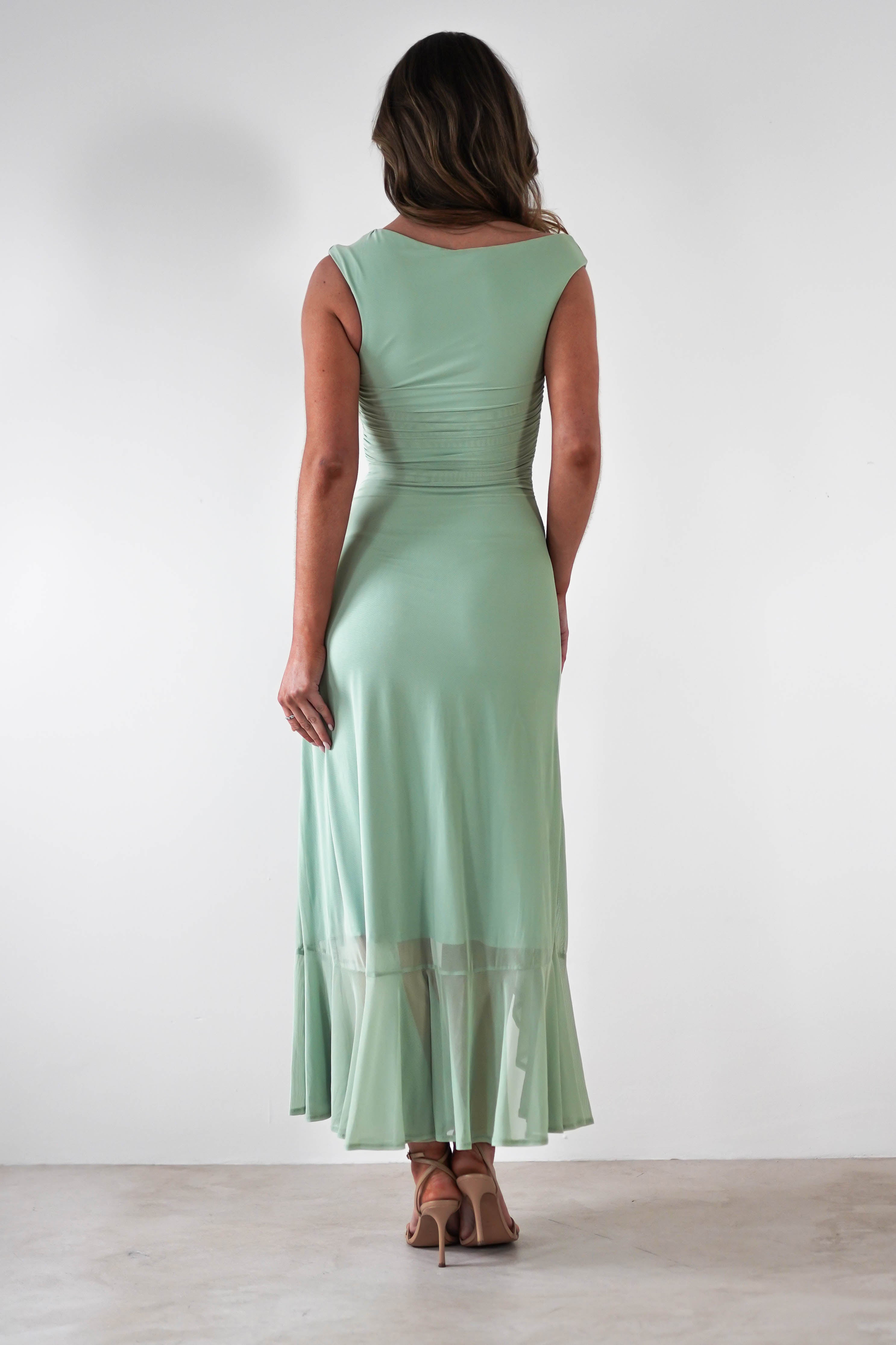 Cellinna Mesh Maxi Dress | Light Green