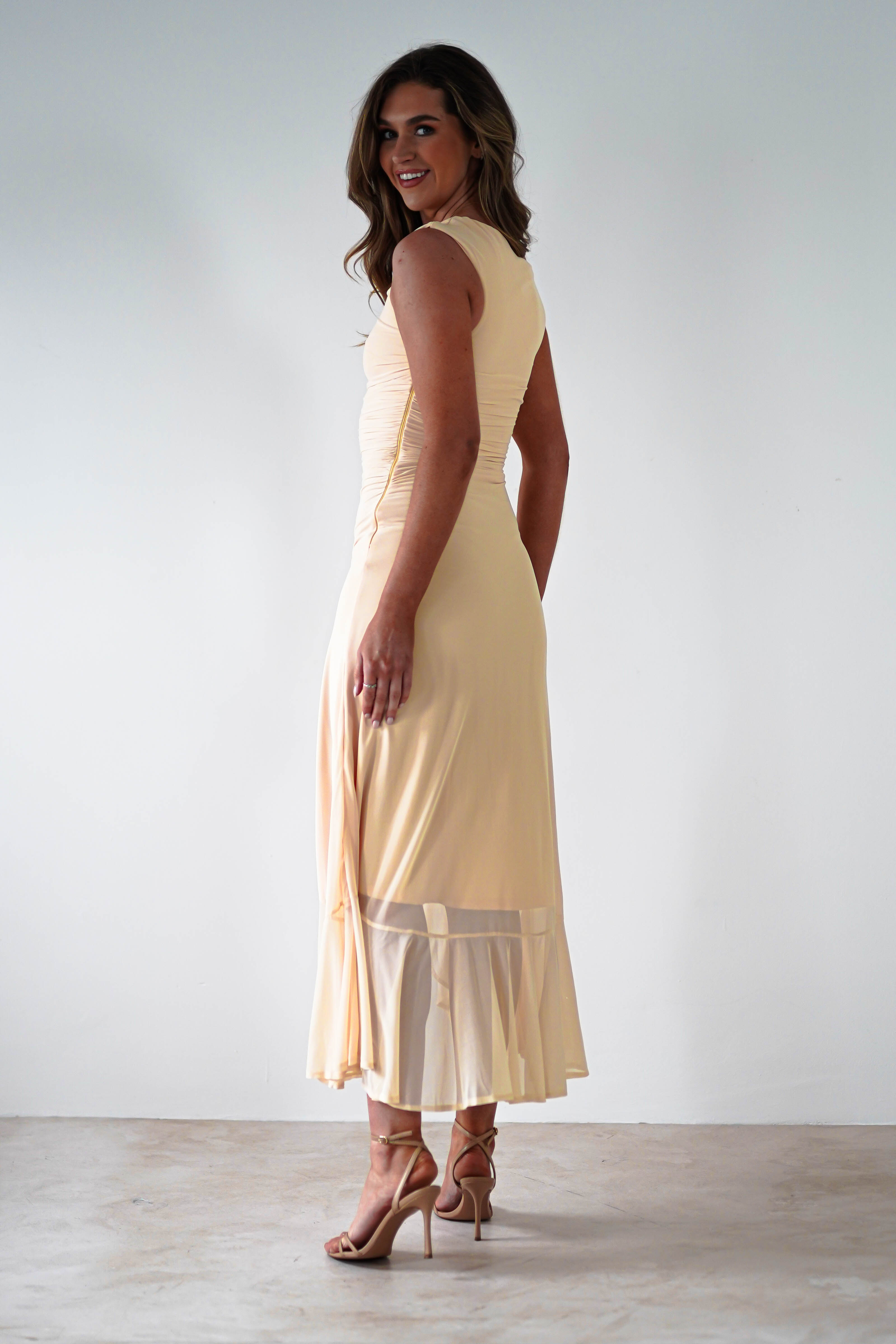 Cellinna Mesh Maxi Dress | Butter Cream