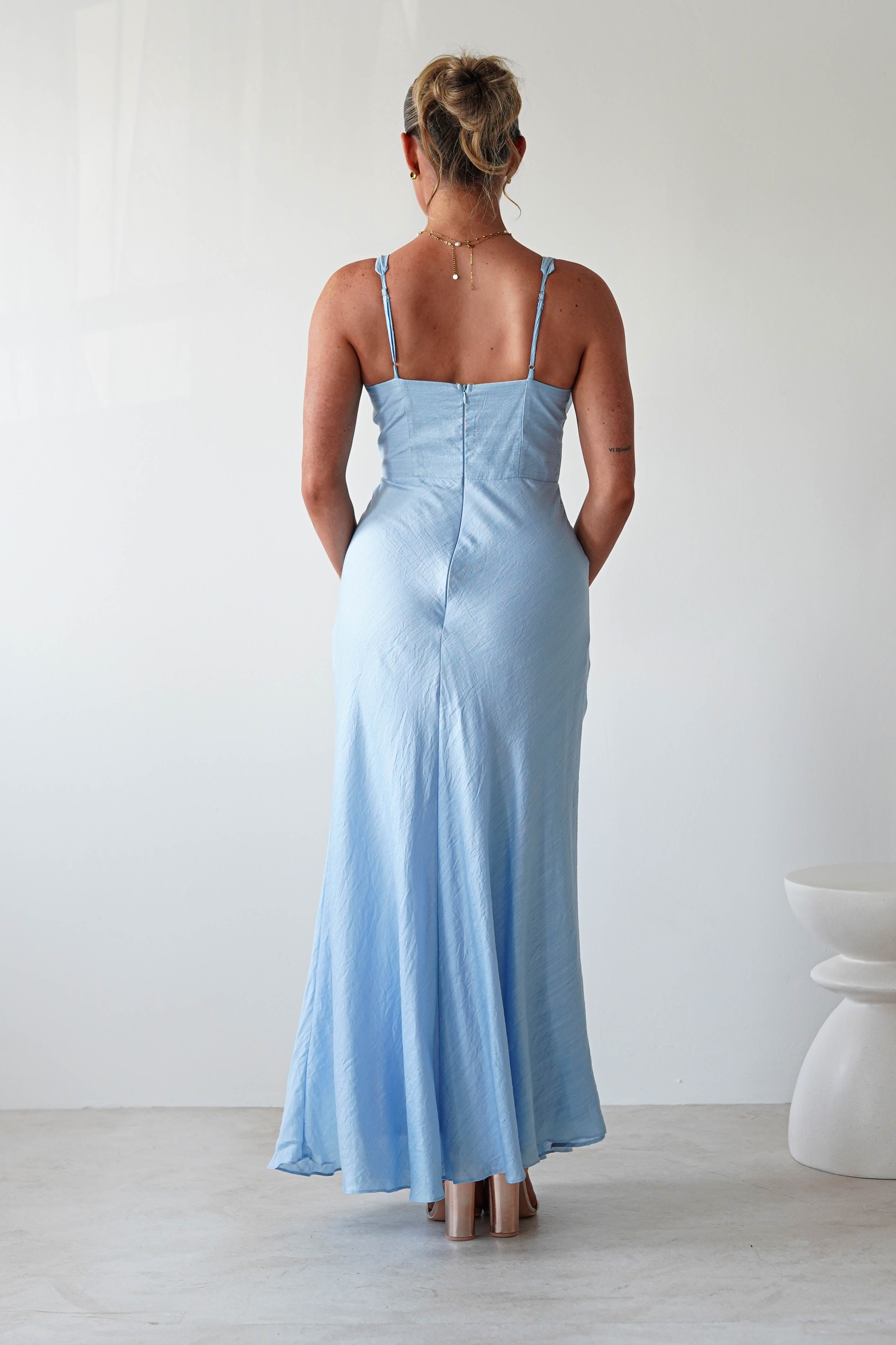 Hailey Cotton Floral Detail Maxi | Blue | Oh Hello Clothing | XS (6)