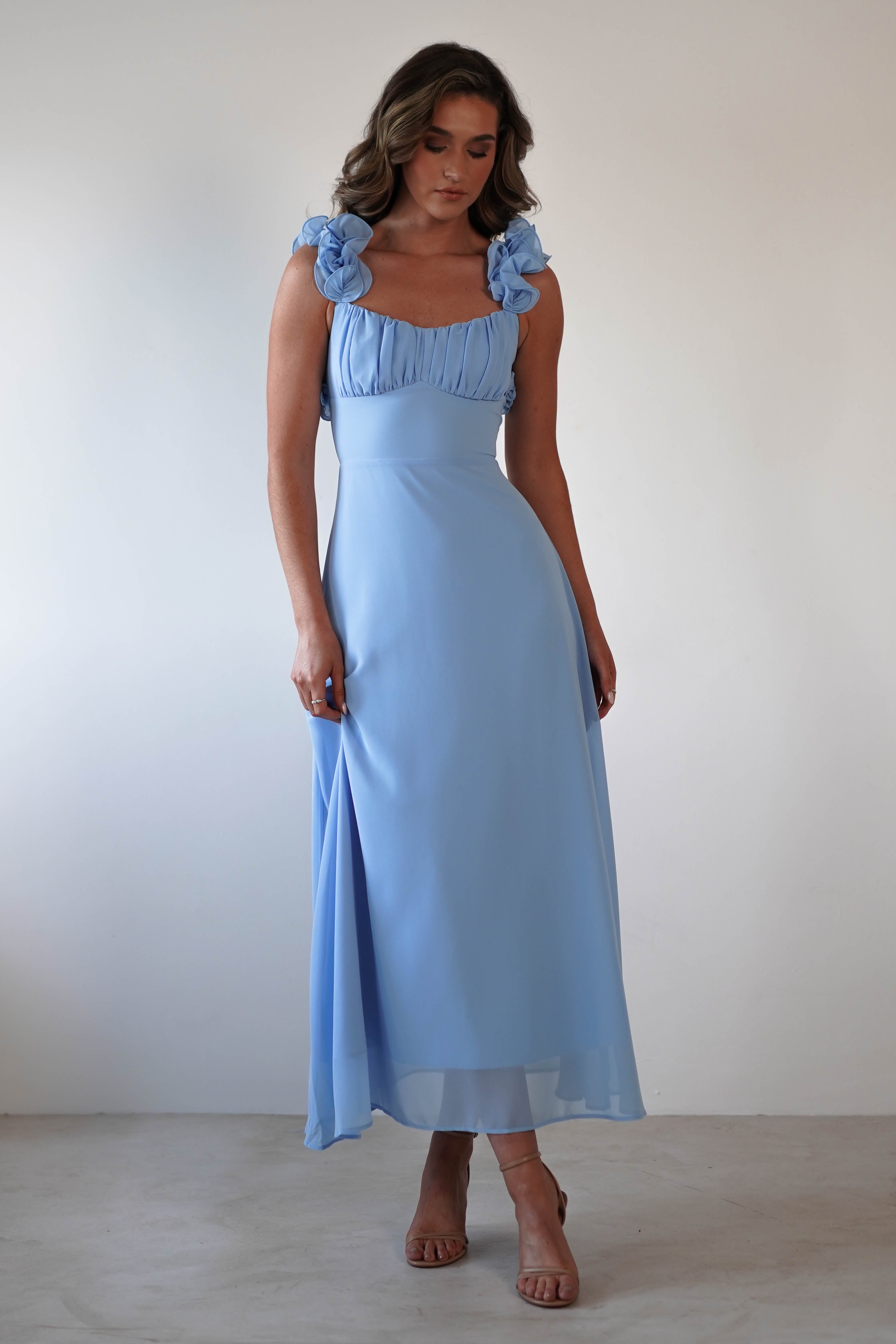 Sadie Ruffle Sleeve Maxi Dress | Blue