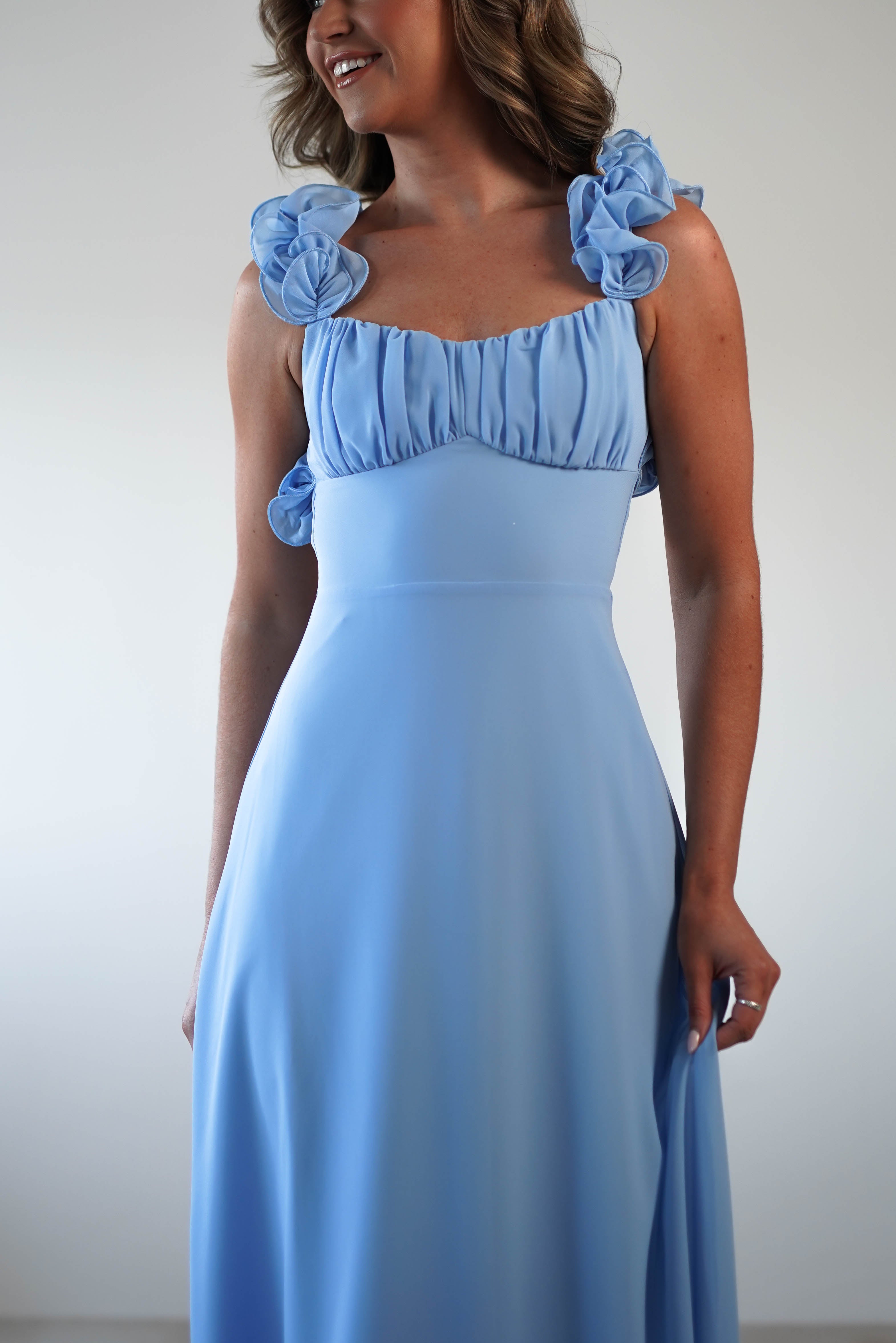 Sadie Ruffle Sleeve Maxi Dress | Blue