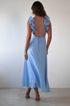 Sadie Ruffle Sleeve Maxi Dress Blue | Wedding Guest Dress | Maxi | Oh Hello Clothing